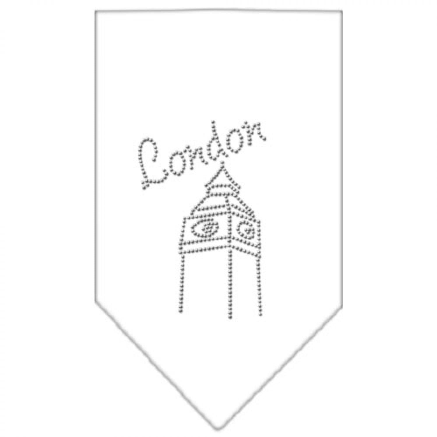 Pet and Dog Bandana Rhinestone, "London" White Small