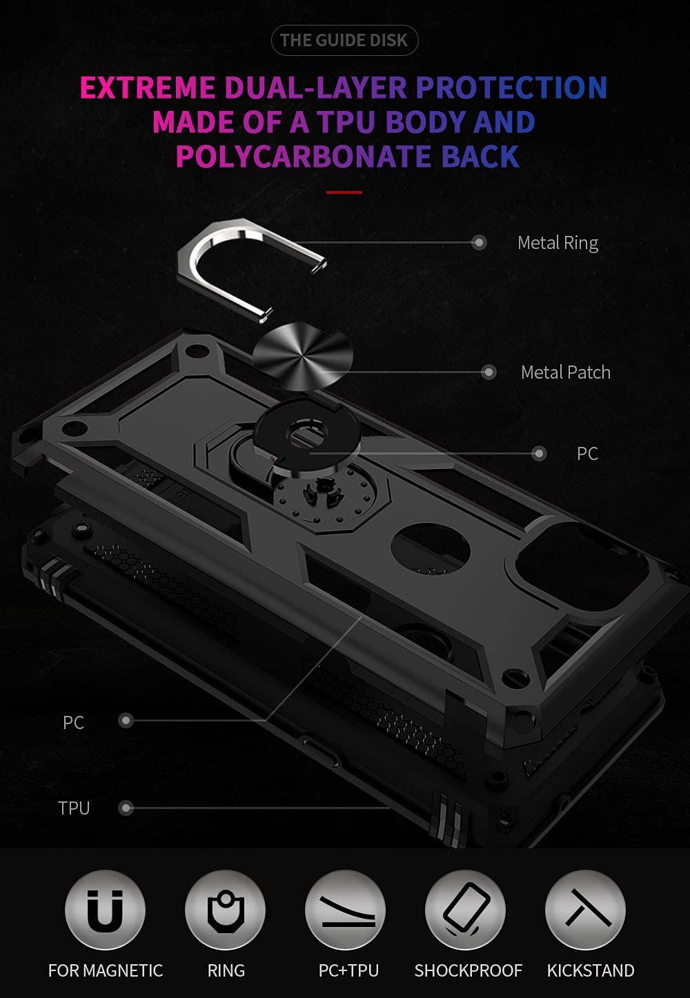 Military Grade Drop Impact For Moto One 5G Ace Case Motorola One 5G Ace G 5G Case 360 Metal Rotating Ring Kickstand Holder Armor