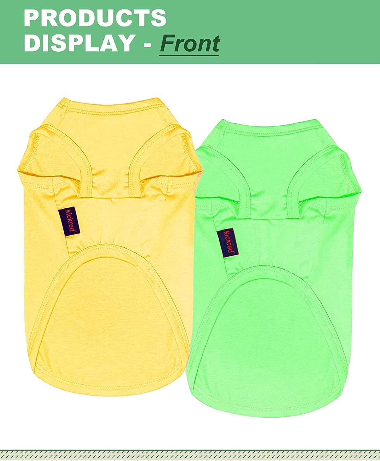 Kickred 2 Pack Dog Shirts, Summer Pet Sleeveless Vest, Breathable Dog Clothes, Stretchy Tank Top T-Shirts For Large Medium Dogs,
