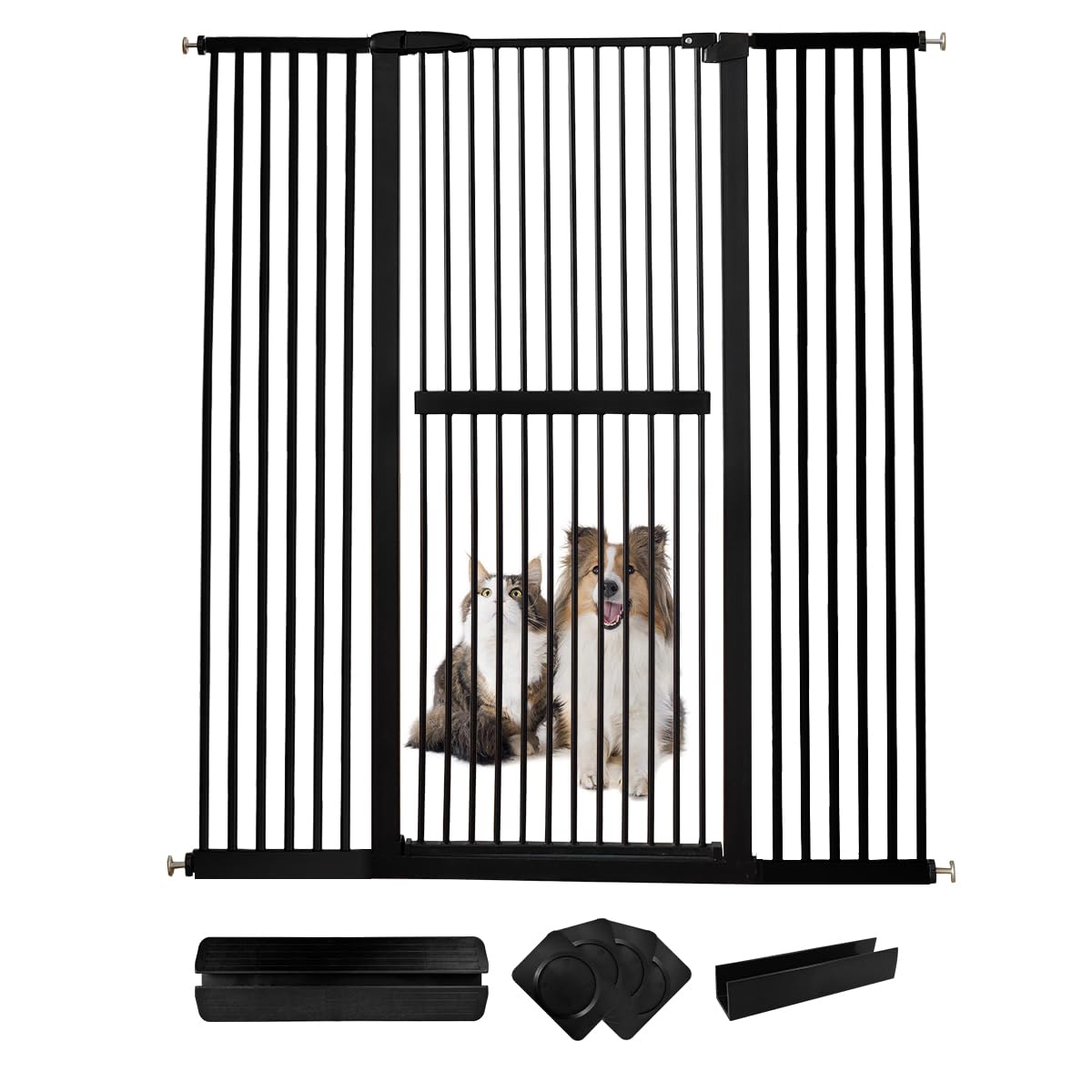 Lumizone Extra Tall Cat Gate 61.02 High Pressure Mounted Extra Wide 55.12-59.24 (17Sizes) 1.37 Gap No Drilling Auto-Close Tall P