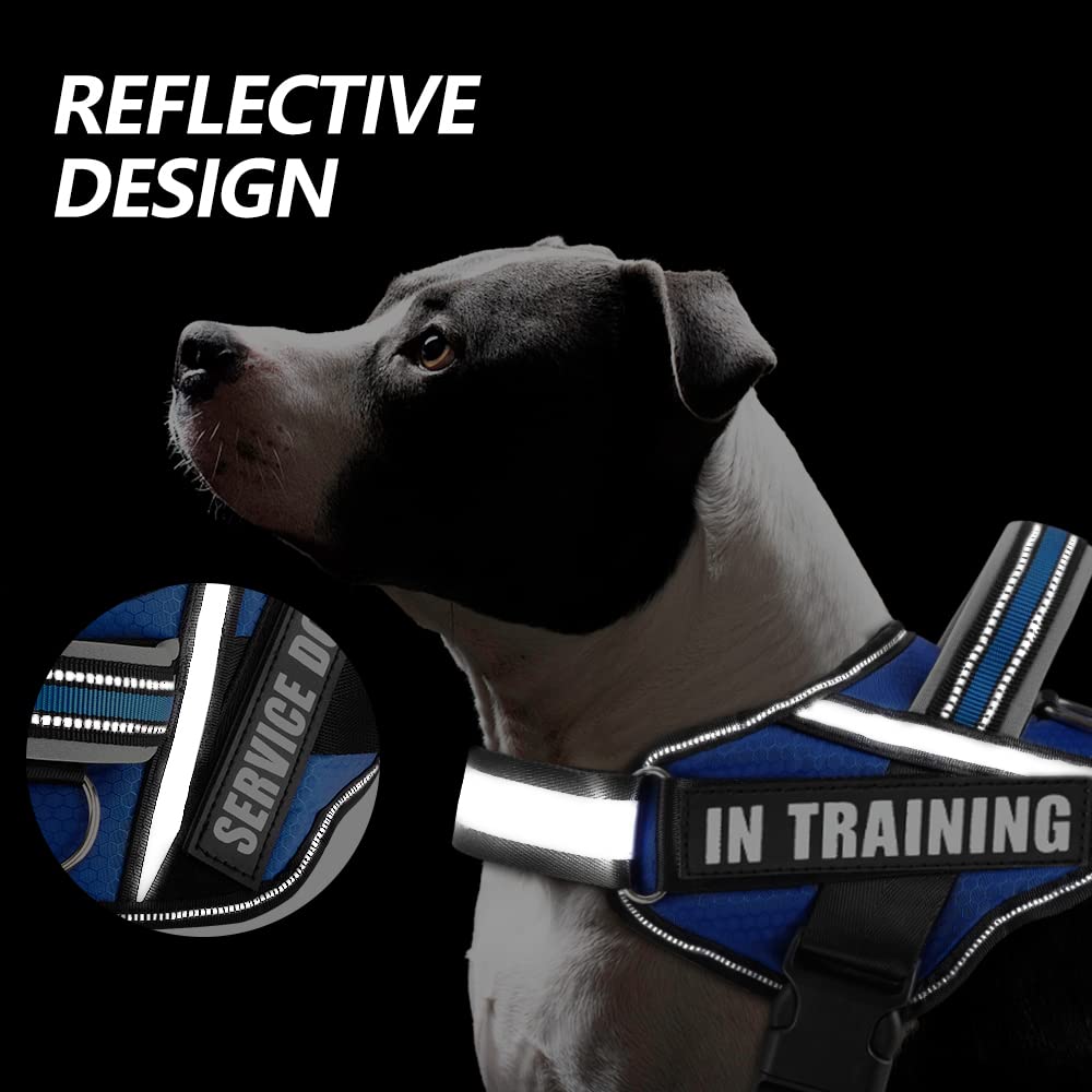 Dog Vest Harness And Patches Set, Animire In Training Service Dog Harness With 10 Dog Patches, Reflective Dog Vest With Handle F
