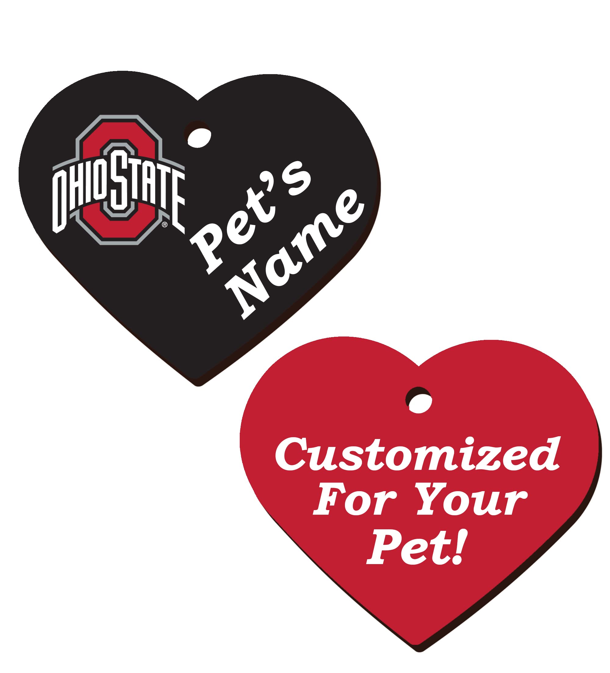 Udesignusa Ncaa Officially Licensed 2-Sided Pet Id Tag For Dogs & Cats Personalized For Your Pet (Ohio State), Heart Shaped, 1.5