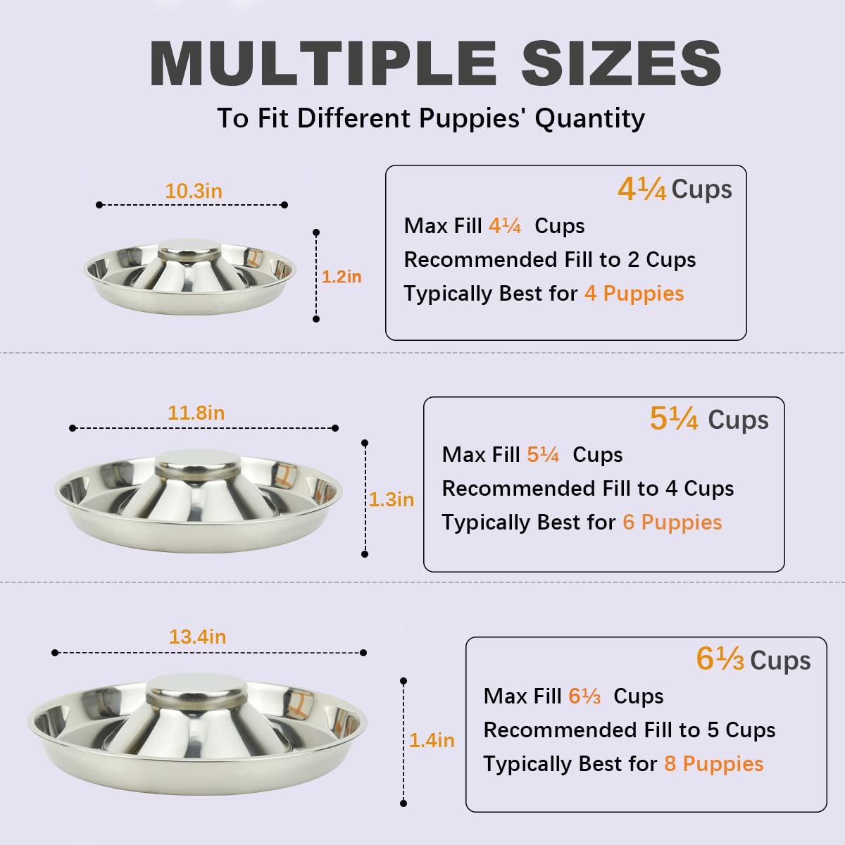Podinor Stainless Steel Puppy Dog Bowls 2 Pack, Pets Puppies Feeding Food and Water Weaning Bowls Dishes Feeder