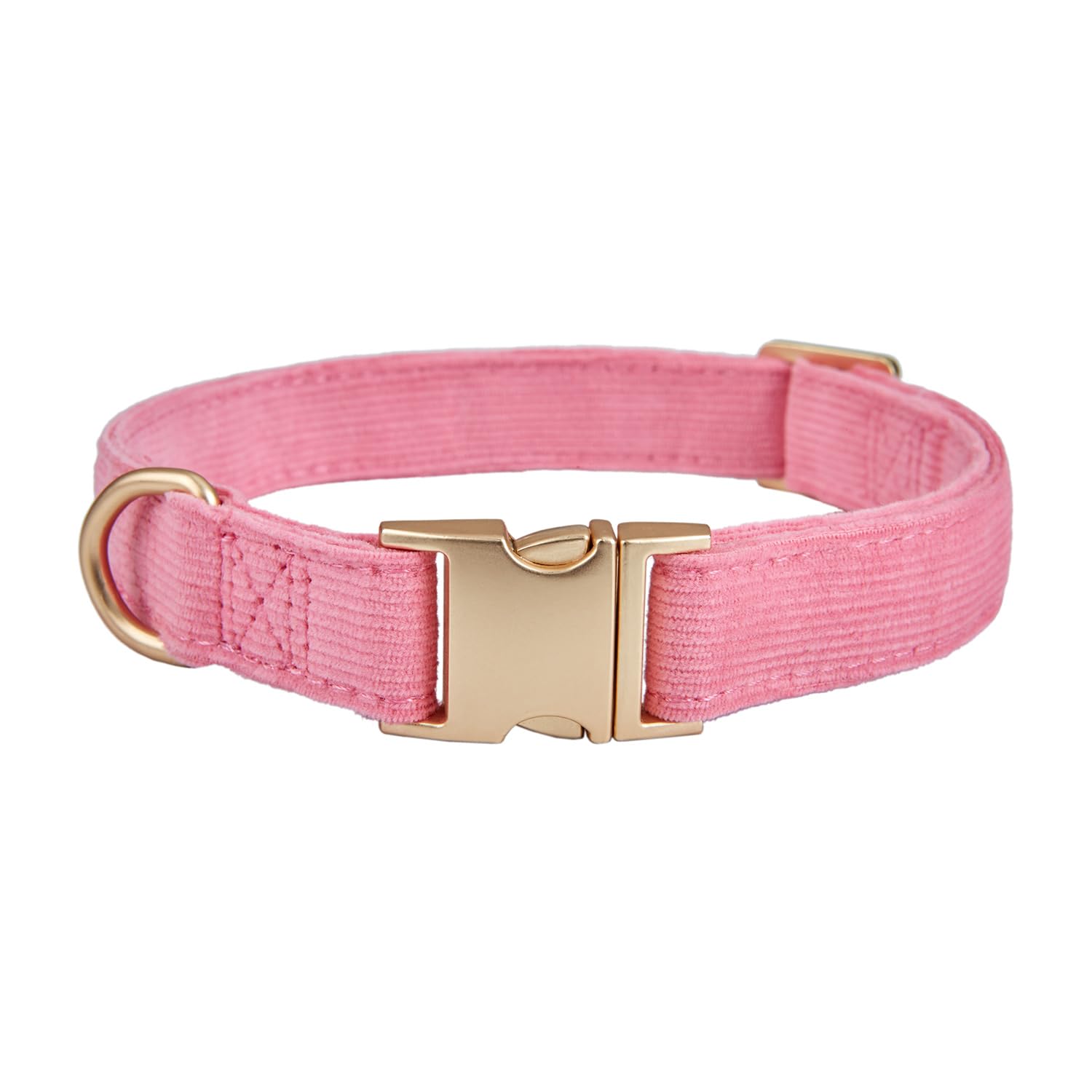 YUDOTE Soft Cotton Dog Collar with Metal Buckle Adjustable Heavy Duty Comfy Corduroy Collars for Small Medium Large Dogs,Rosy Pi