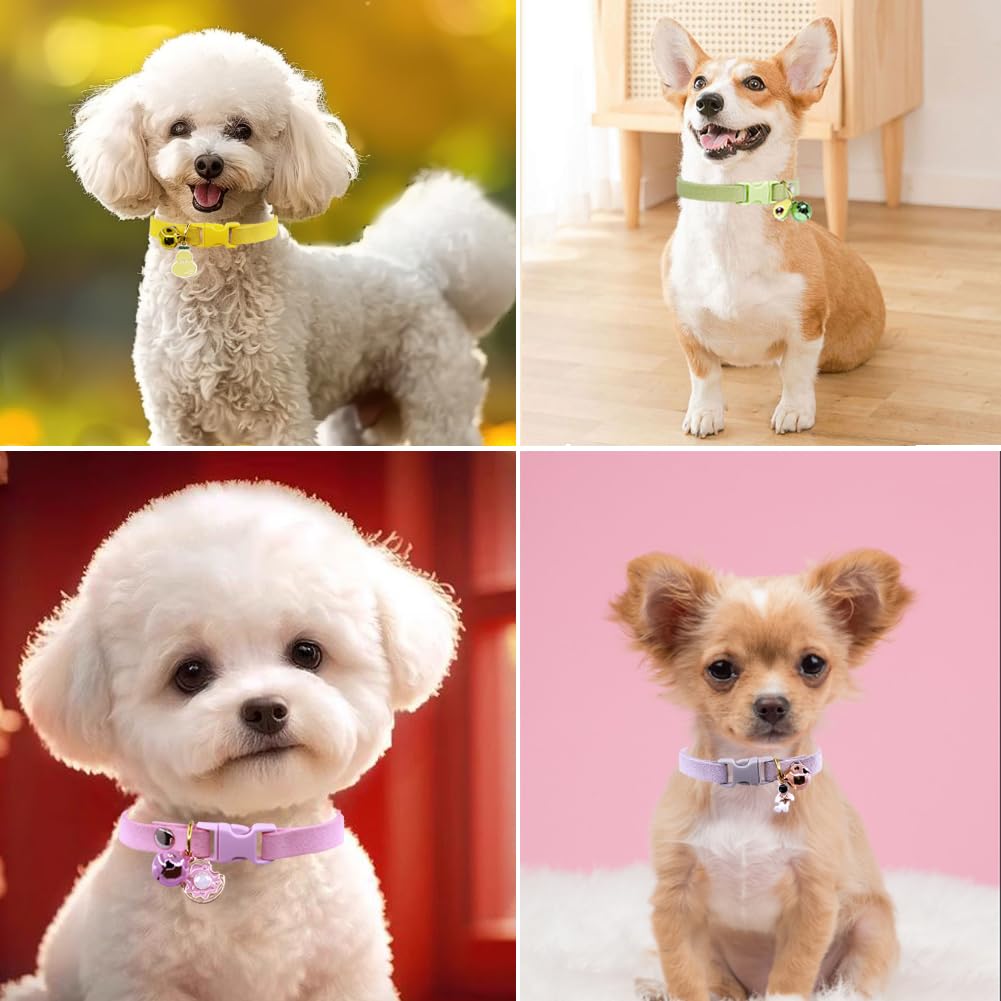 Hot Pink Kitten Bell Collar, Puppy Collar With Bell, Cute Xxs Dog Collar Girls Adjustable For Xxs Xs Small Tiny Female Cats Dogs