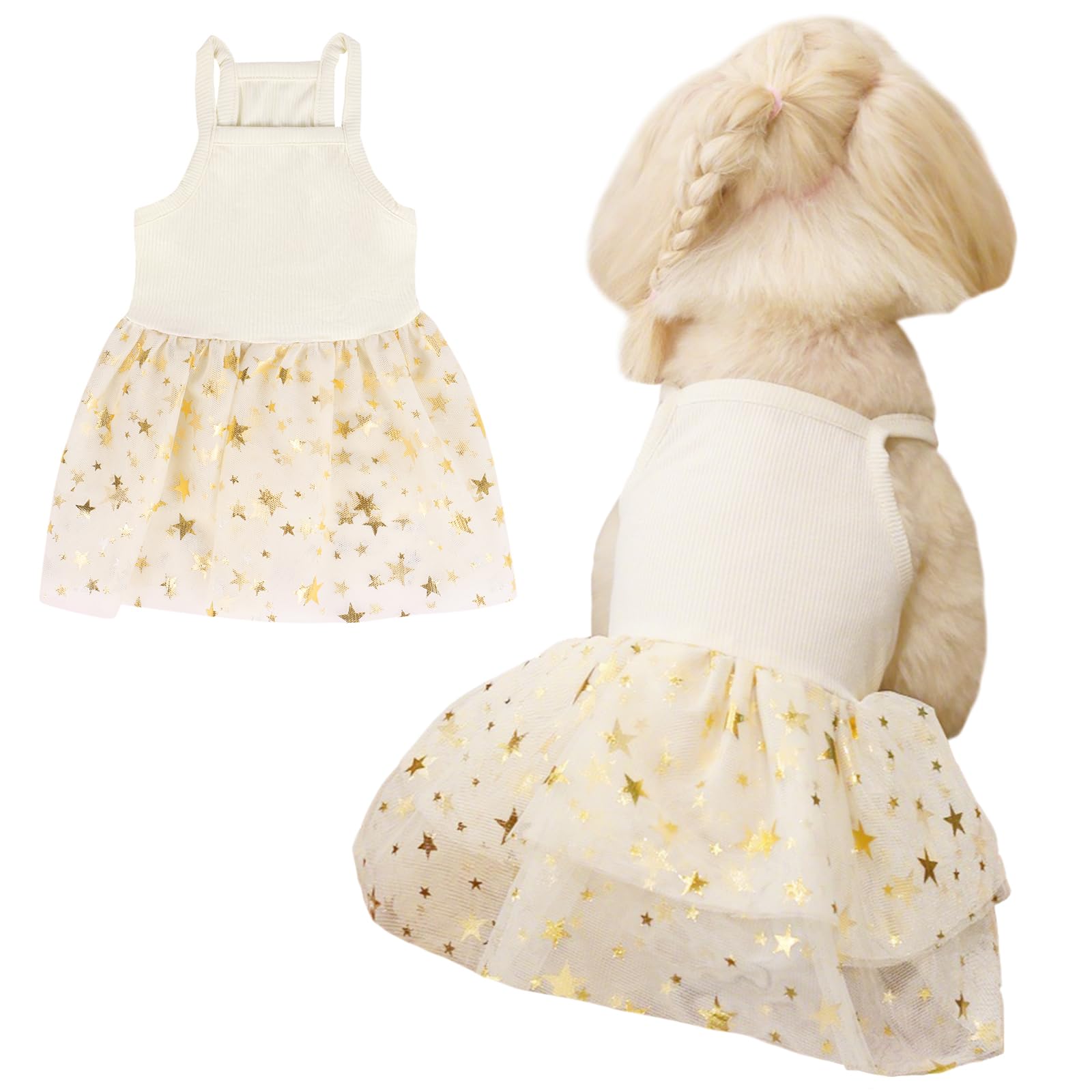 Dog Tutu Dress Cat Dogs Summer Tulle Slip Lace Dress Cute Puppy Glitter Star Skirt Pet Party Clothes For Small Medium Cat Dog (Y