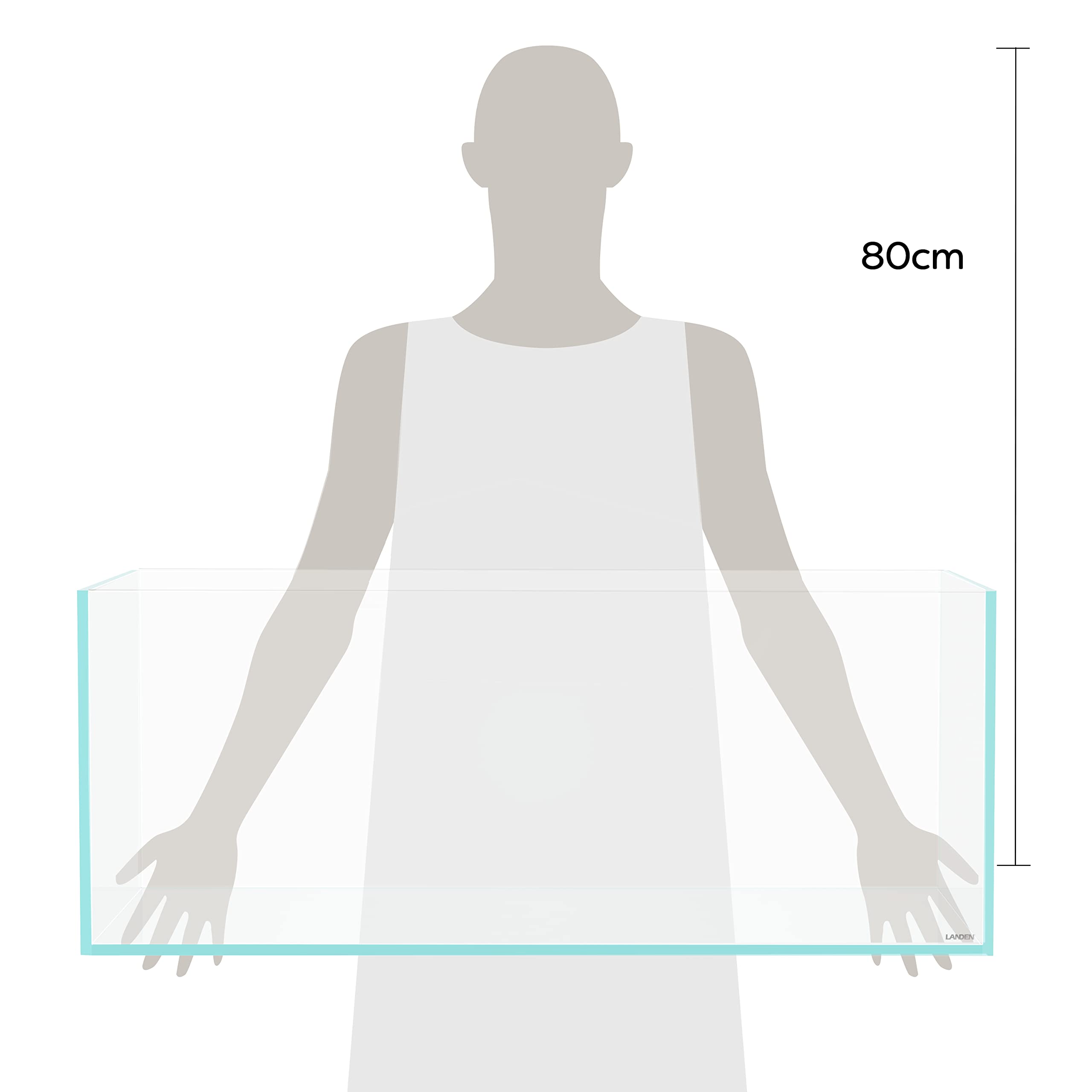 LANEDN 90S 39 Gallon Shallow Tank Rimless Low Iron Tank 35.4 L    19.7 W    14.2 H (90cm x 50cm x 36cm); 10mm Thickness Aquascap