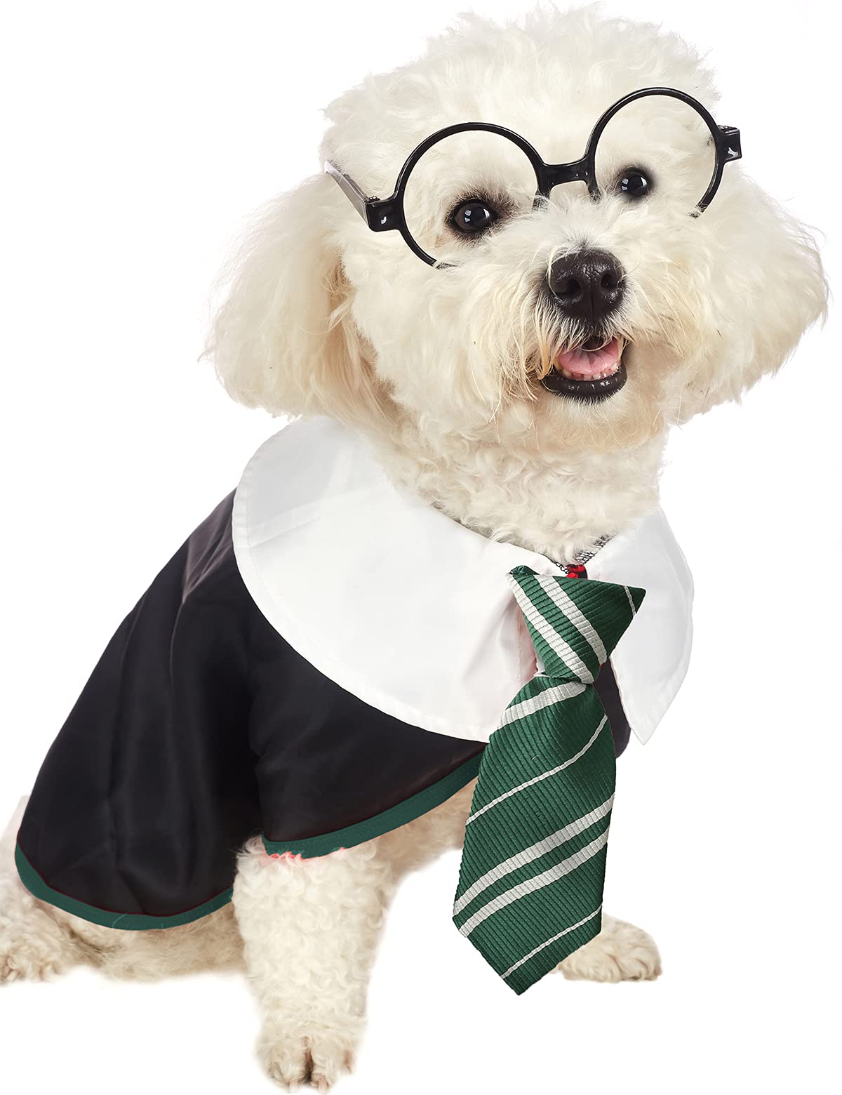 Impoosy Pet Halloween Dog Shirts Funny Cat Wizard Costume Cute Apparel Soft Clothes With Glasses (Large,Neck:18')