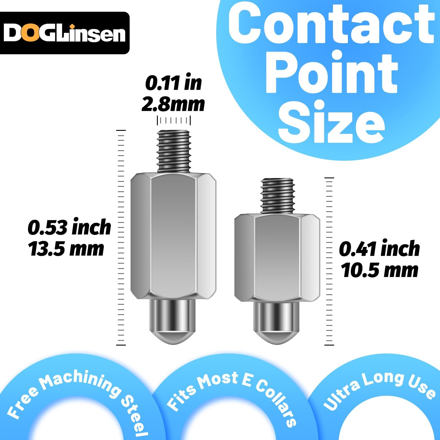Doglinsen Dog Training Collar Replacement Contact Point Set, Shock Collar Replacement Contact Prong Kit, Includes 4 Pcs Free Mac