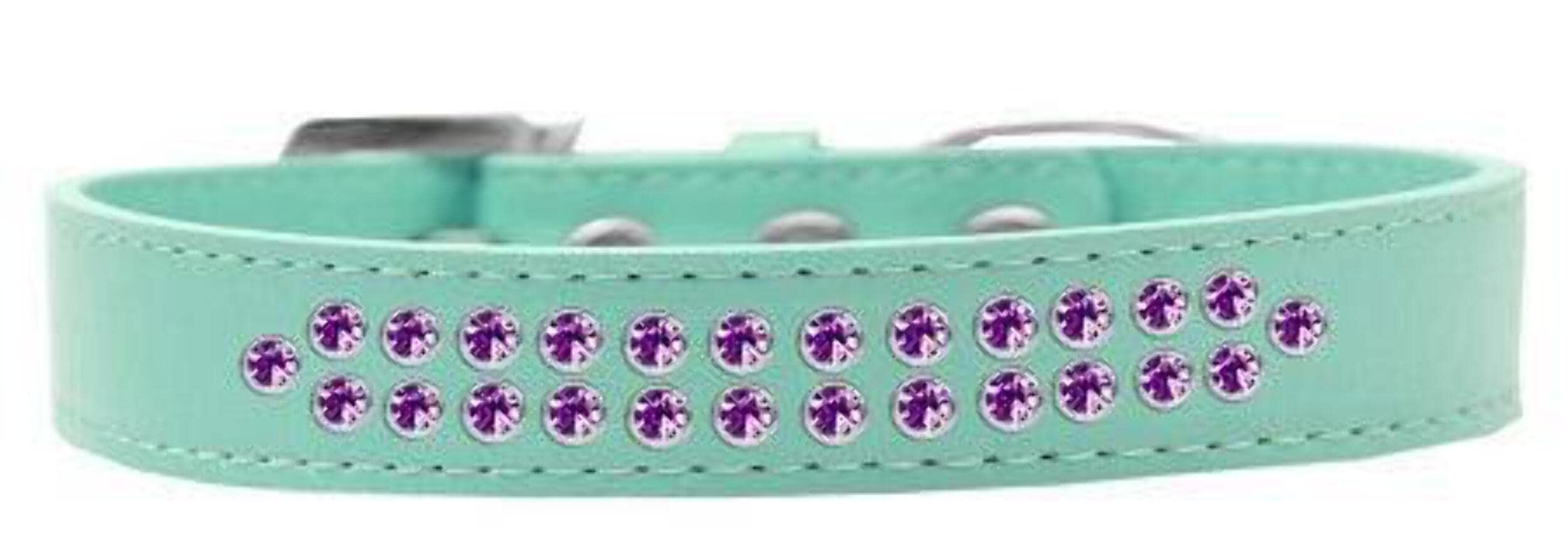 Mirage Pet Products Two Row Purple Crystal Aqua Dog Collar, Size 12