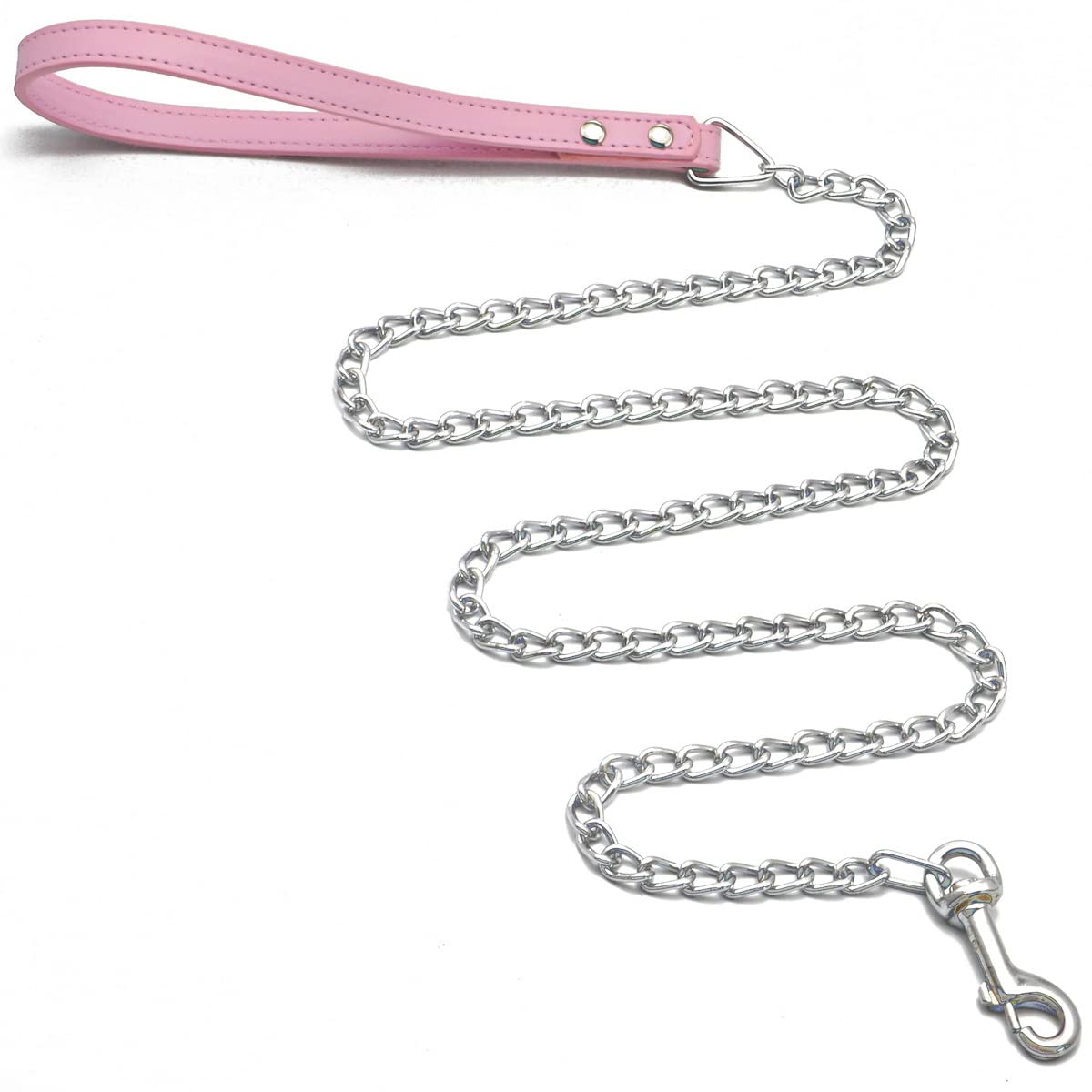 Goliton Dog Leash, Metal Pet Leash With Comfortable Pu Leather Handle For Small And Medium Size Dogs 4 Ft (Pink)