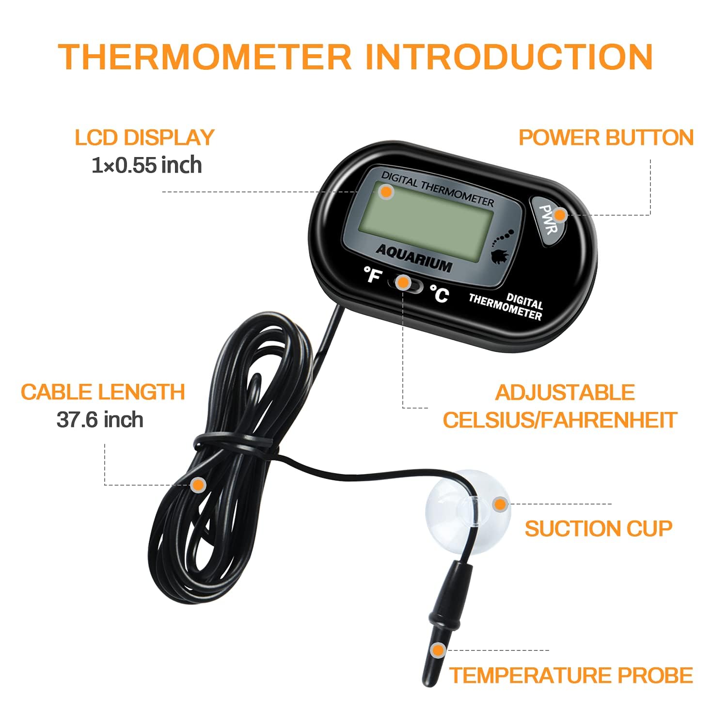 Simple Deluxe 150W Ceramic Heat Emitter Reptile Heat Lamp with Digital-Thermometer, for Pet Brooder Coop Chicken, Dragon Turtle