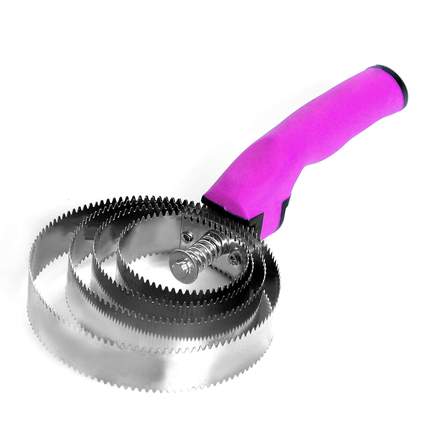 Both Winners Reversible Stainless Steel Curry Comb With Soft Touch Grip (Pink)