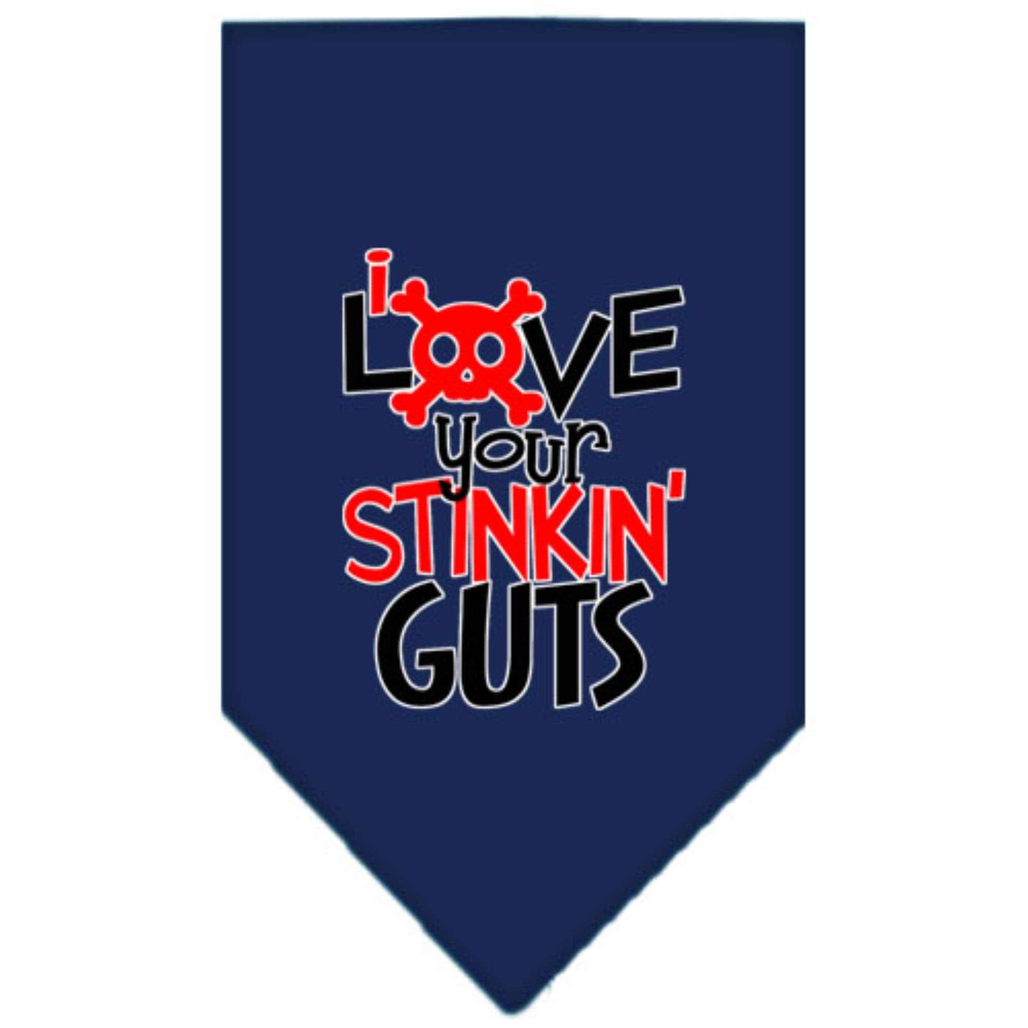 Mirage Pet Product Love Your Stinkin Guts Screen Print Bandana Navy Blue Small
