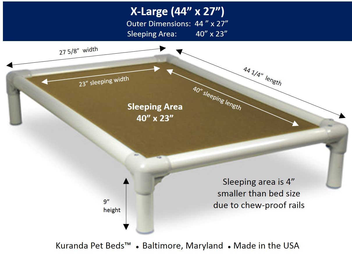Kuranda Chewproof Bed - Almond PVC - 44'' x 27'' - Cordura Nylon - Gold