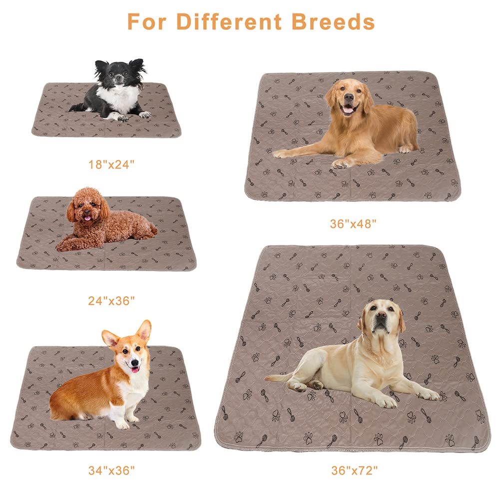Peepeego 2Pack Pee Pads For Dogs Reusable+Free Dog Comb, Waterproof Rug 36'X72', Absorbent Puppy Pads Washable, Non Slip Protector For Bed Couch Floor