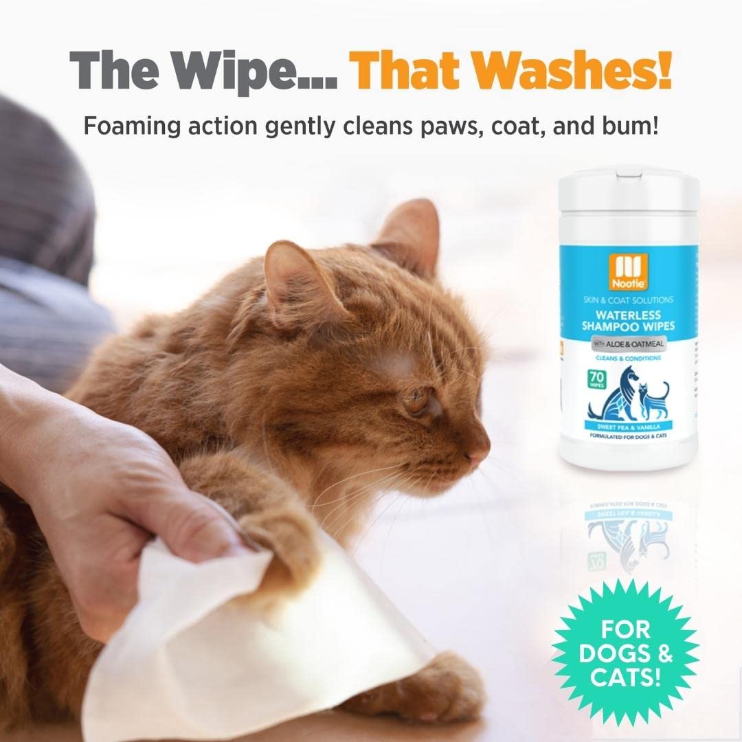 Nootie Waterless Shampoo Wipes For Dogs & Cats - Value Pack, 210 Count - Long Lasting Sweet Pea Vanilla Fragrance - Sold In Over