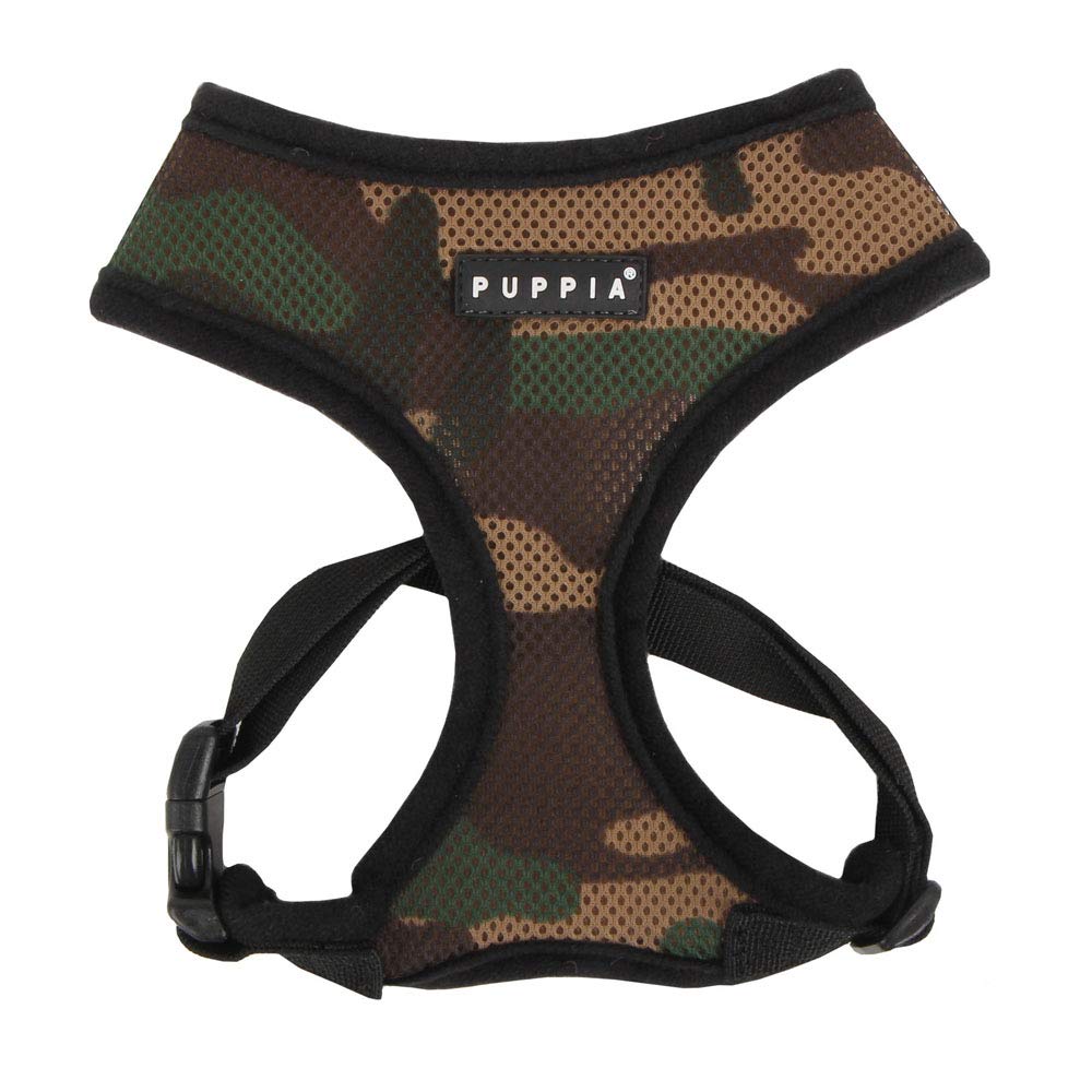 Puppia Soft Dog Harness No Choke Over-The-Head Triple Layered Breathable Mesh Adjustable Chest Belt And Quick-Release Buckle, Camouflage, Large