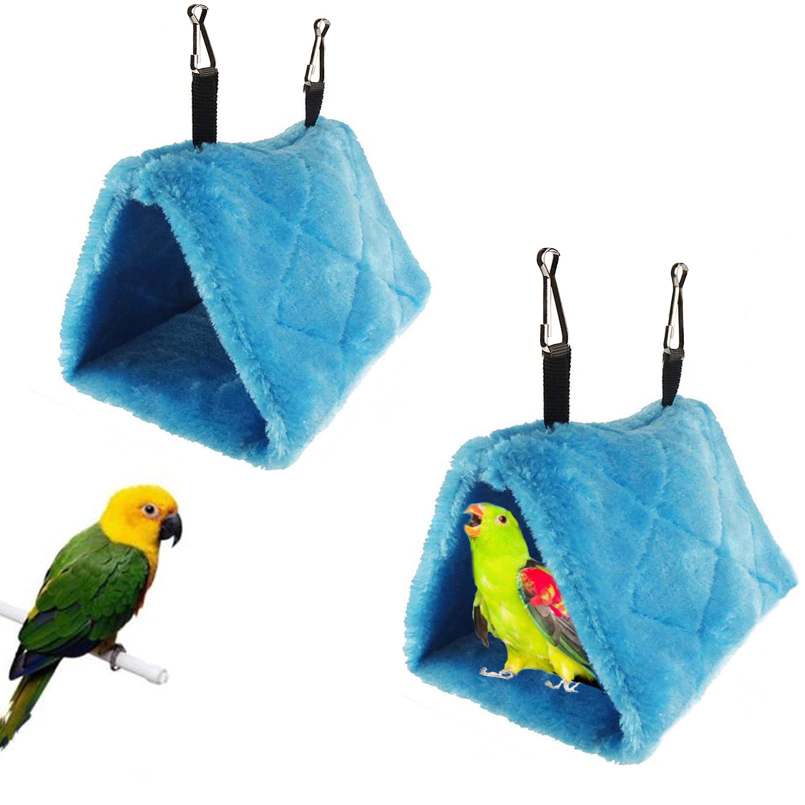 4Pcs Bird Tent Plush Hammock Warm Hut Hanging Parrot Nest For Cage Snuggle Sleeping Bed 9.4''X5.9''X7.0'' Hideaway Cave For Parakeet Cockatiels Cockatoo Lovebird