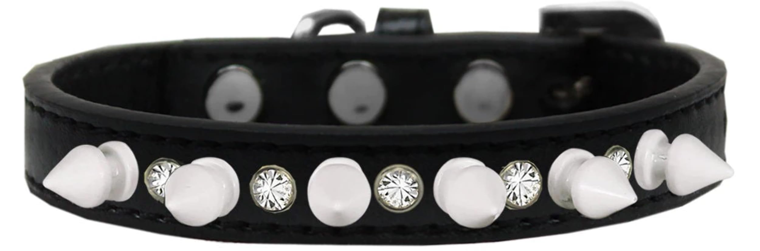 Pet and Dog Spike Collar, Clear Crystals & White Spikes? Aqua 10