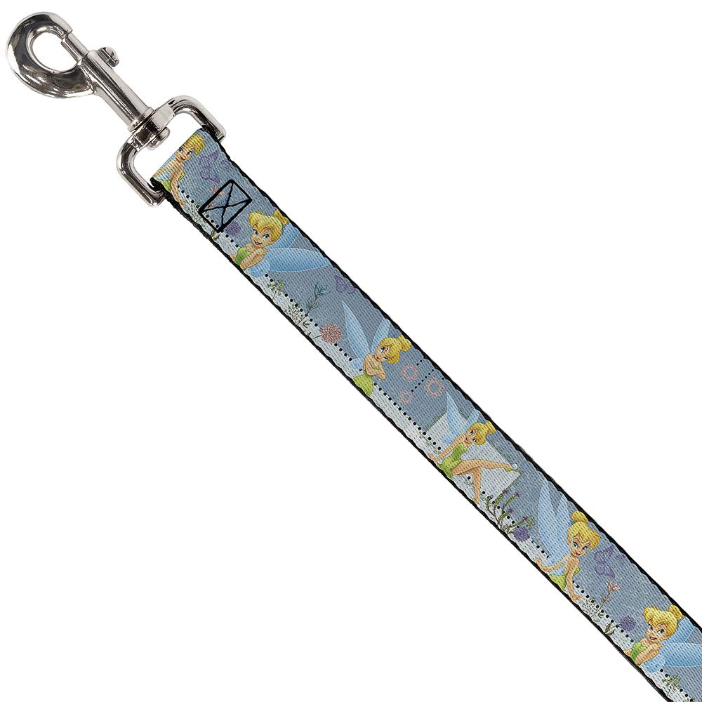 Buckle-Down Pet Leash - Tinker Bell Garden Poses - 6 Feet Long - 1.5'' Wide