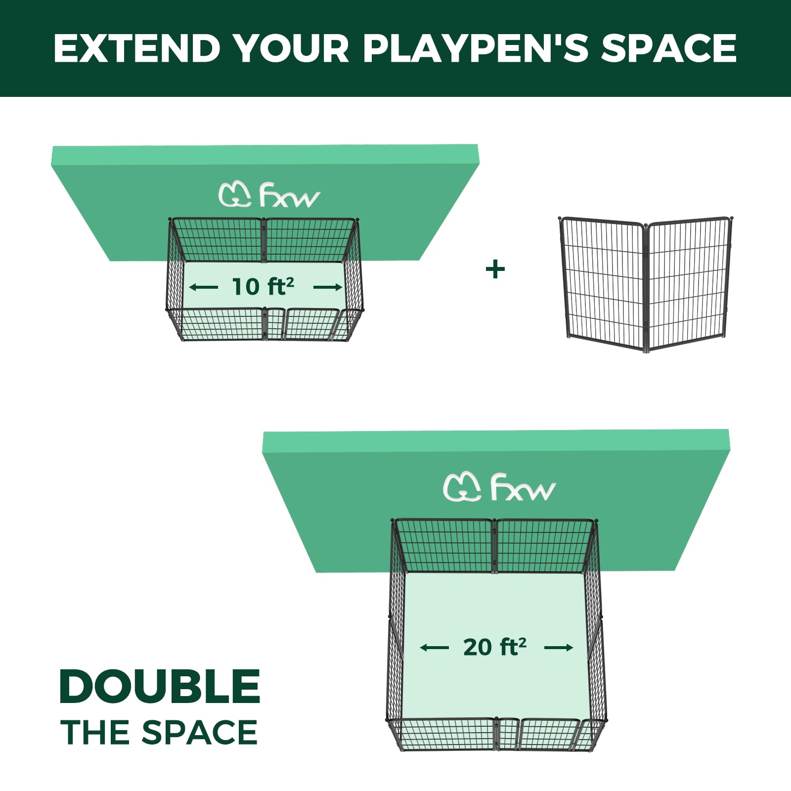 Fxw Homeplus Indoor Dog Playpen - Stress-Free And Safe Play, 40 Inch 2 Panels For Medium And Large Dogs, Black│Patented