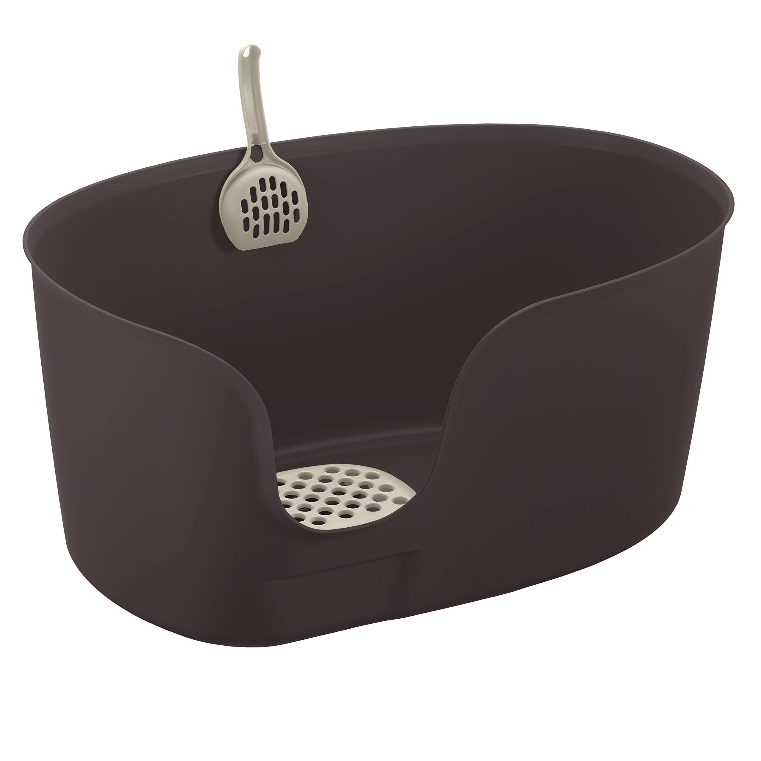 Richell 60037 Paw Trax High Wall Cat Litter Box - Brown - Extra Large