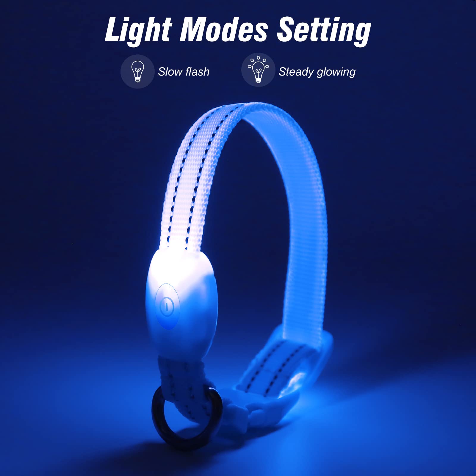 Visinite Light Up Dog Collars For Small Dogs,Led Dog Collar Light Rechargeable,Fully Adjustable Lighted Dog Collar,Glow In The Dark Dog Collars With Dog Lights For Night Walking,Blue