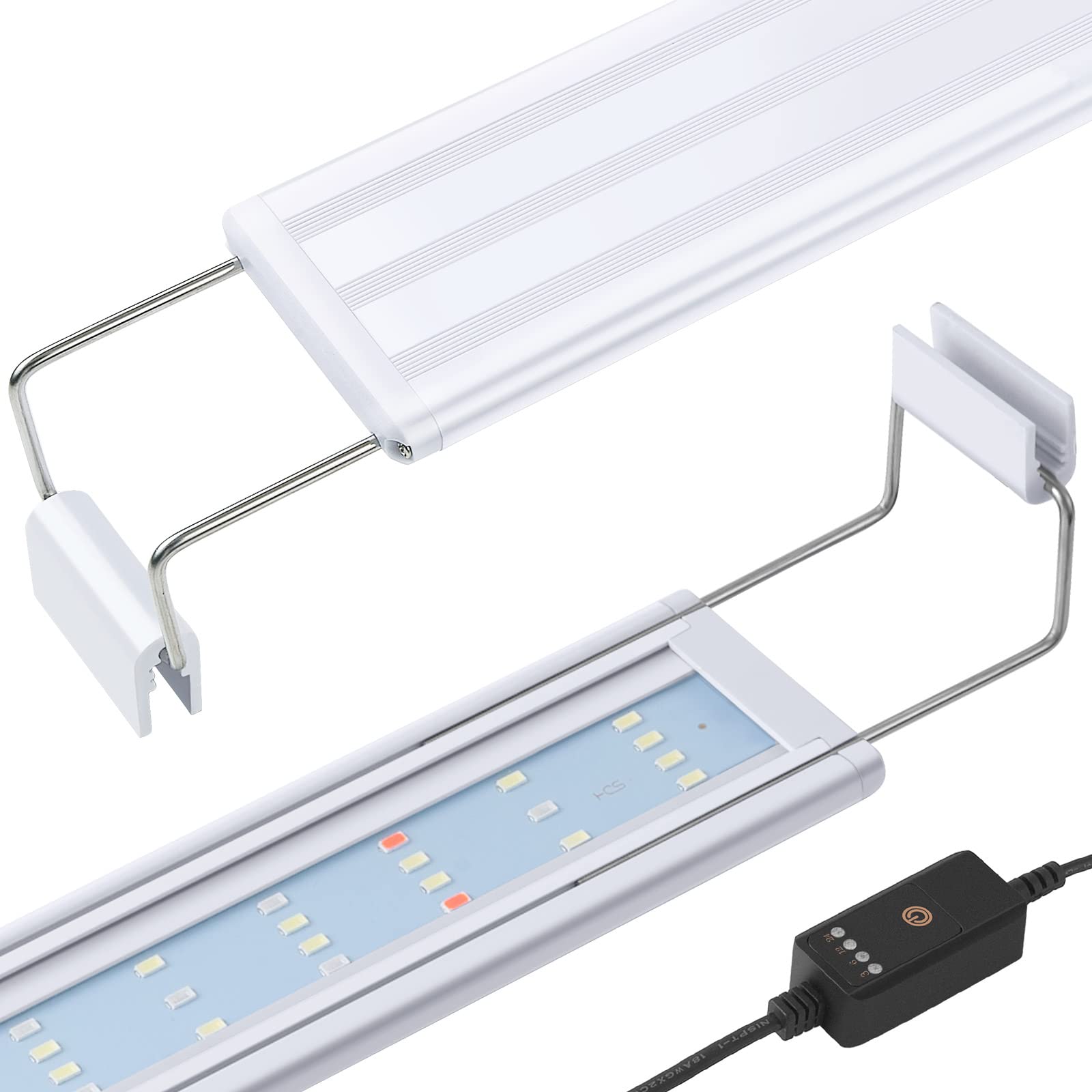 Hitop Full Spectrum Led Aquarium Light - 16-24” Classic Fish Tank Light With Timer, Aquarium Plant Light With Stable Extendable Brackets (16-24In)