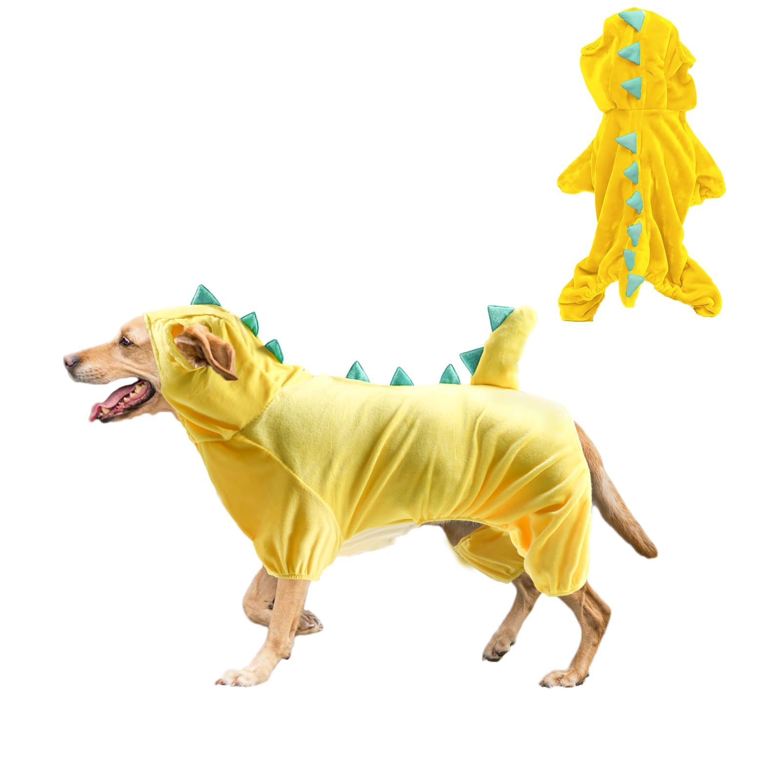 Hotumn Dinosaur Dog Halloween Costume Pet Dino Hoodie For Small Dogs (X-Small, Yellow)