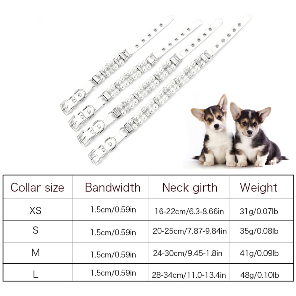 Pink Pearl Dog Collars For Small Dogs, Pearl Cat Collar Pu Leather, Female Dogs Necklace With Crystal Rhinestone Jewlled For Puppy Kitten Xs Small Medium Dogs Wedding & Birthday Gift, S