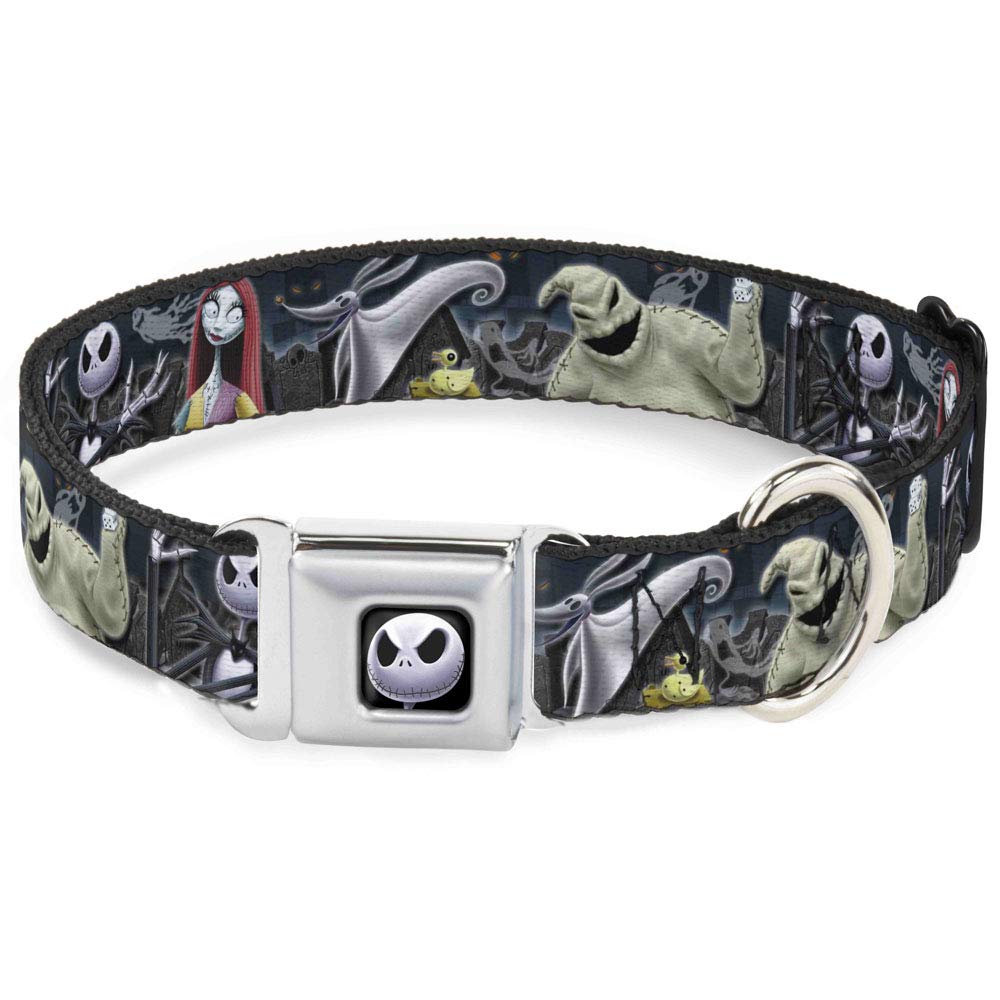 Buckle-Down Dog Collar Seatbelt Buckle Nightmare Before Christmas 4 Character Group Cemetery Scene, Multicolor, 1.5' Wide - Fits 18-32' Neck - Large (Dc-Wdy256-Wl)