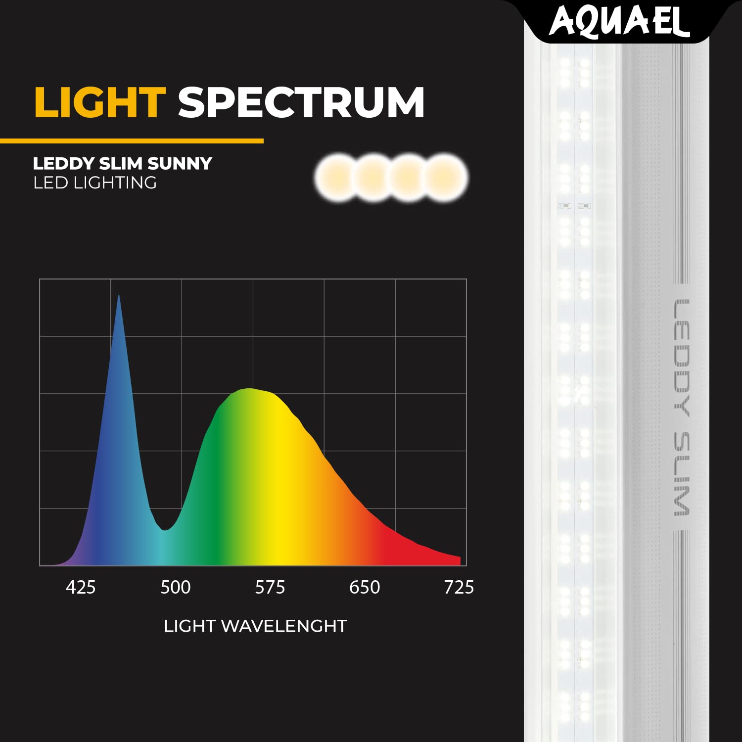 Aquael Leddy Slim Sunny Premium Aquarium Light (White, 5W 8'-11.75')