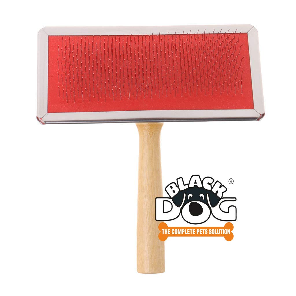 Black Dog Pet Comb,Pet Grooming Slicker Brush Shedding Hair Remove Brush Wood Handle Dog Cat Cleaning Supply Shot Hair/Long Hair