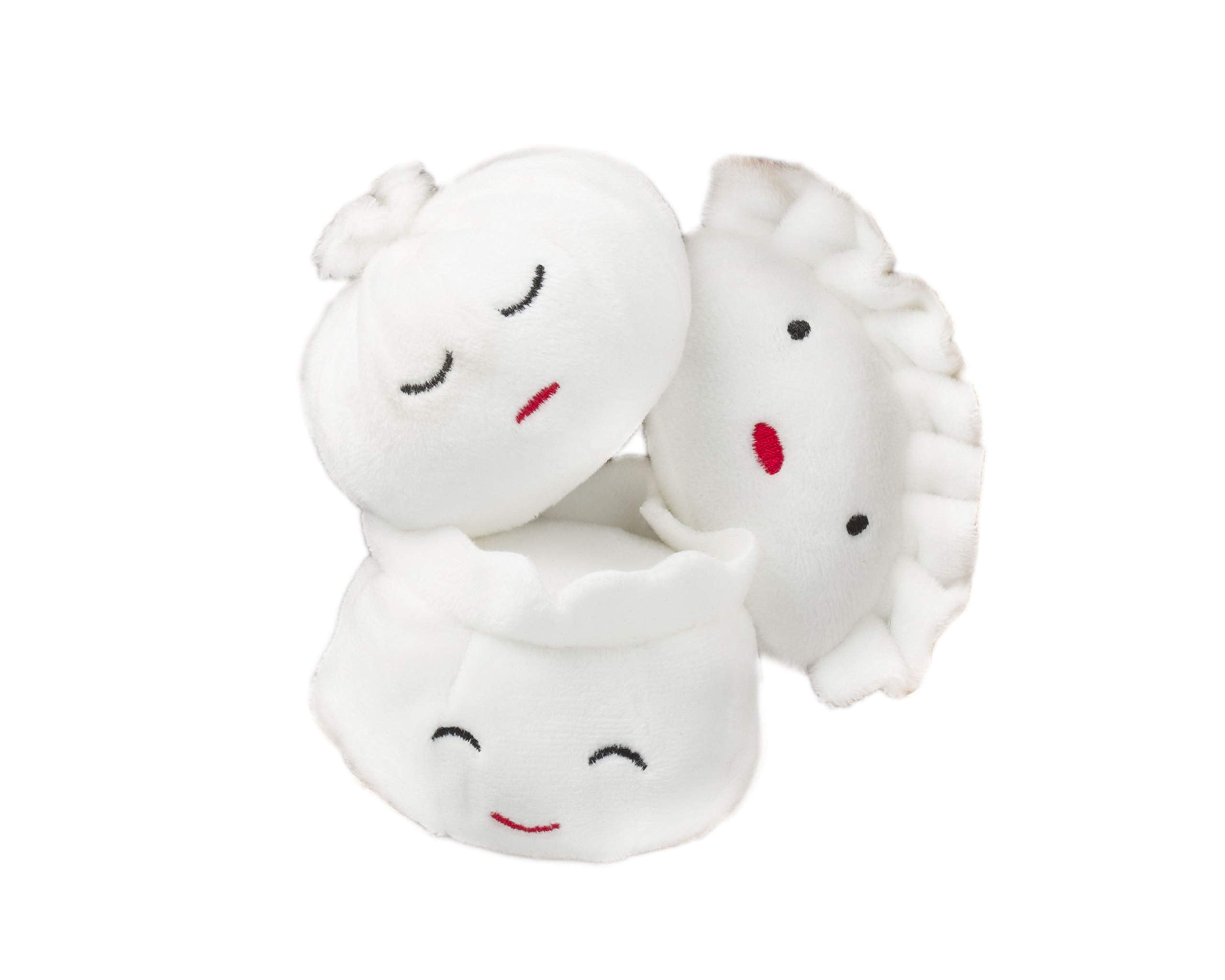 Pearhead Dim Sum Pet Toys, Squeaky Dog Toy Set, Pet Owner Must Have Dog Accessory, Set Of 3, All Breed Sizes, White