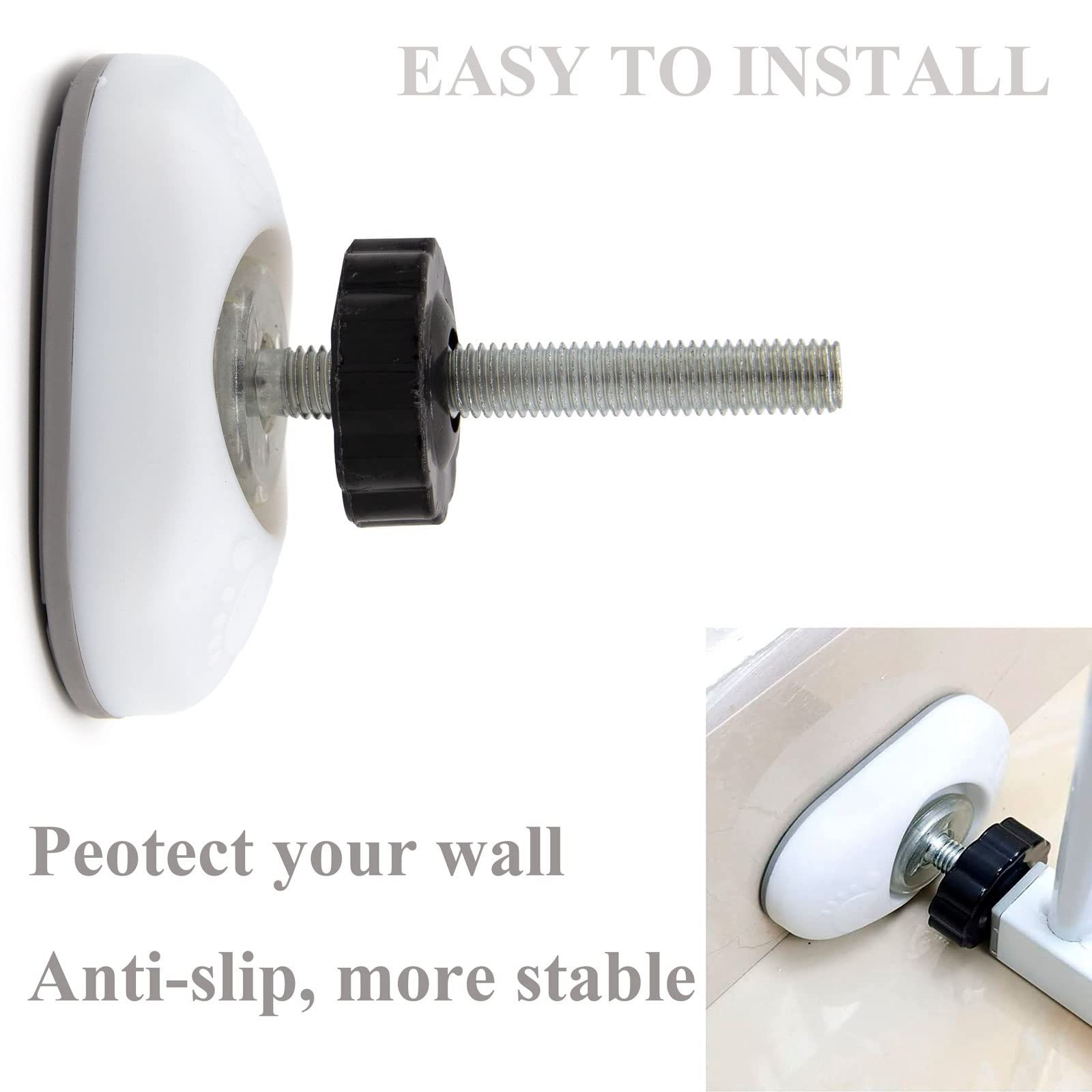 2 Set M10 Baby Gate Adapter With Baby Gate Wall Protector, 10Mm Baby Gate Extender Pressure Gates Threaded Spindle Rods, Replacement Bolt Part For Baby & Pet Pressure Mounted Safety Gates