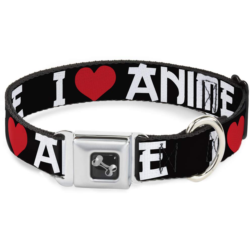 Buckle-Down Dog Collar Seatbelt Buckle I Heart Anime Bold Black White Red Available In Adjustable Sizes For Small Medium Large D