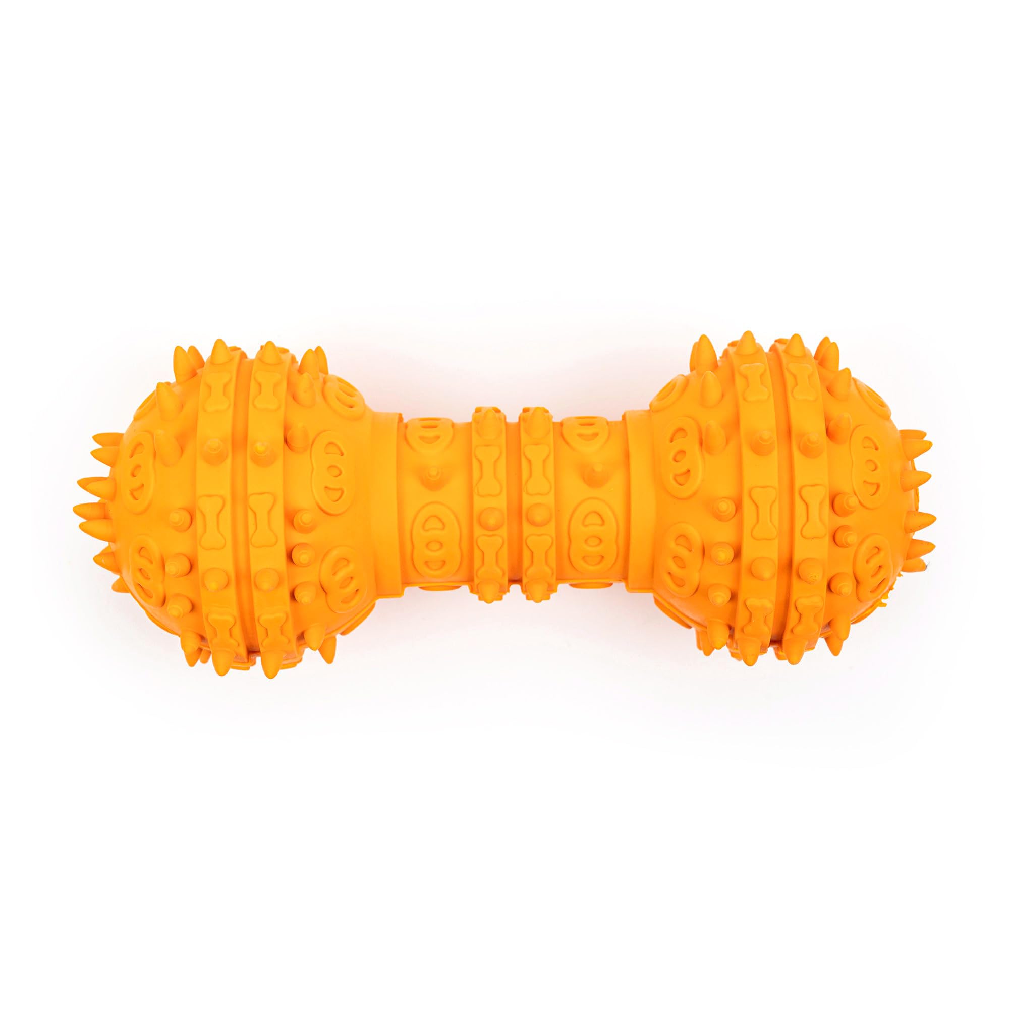 Heads Up For Tails Tlc Spiky Dumbbell Squeaky Chew Dog Toy  Orange
