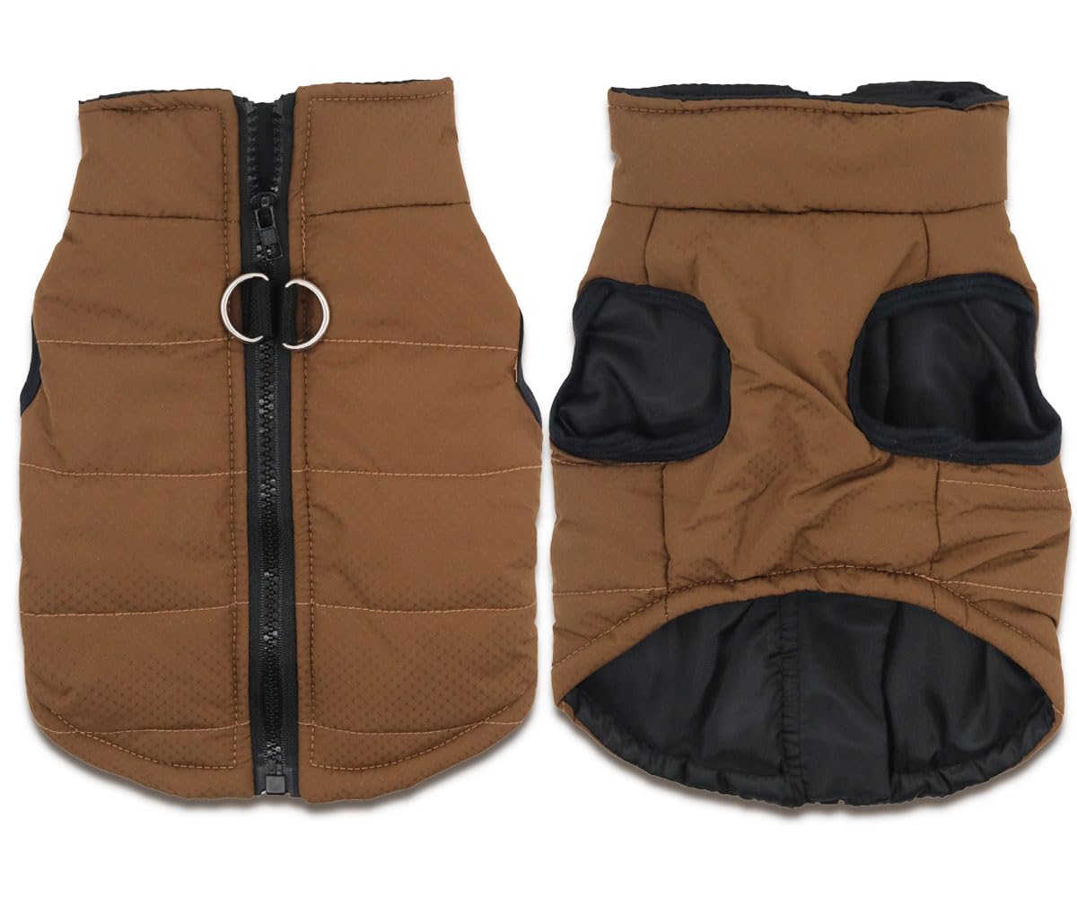 Small Dog Coats Warm Winter Dog Jacket Pet Dog Jackets Puppy Cold Weather Coat Pet Clothes For Small Dogs, Brown, X-Large