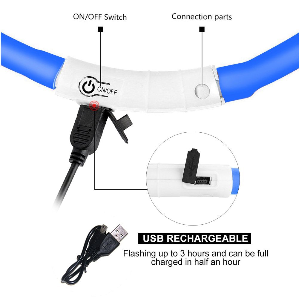 2 Pack Light Up Dog Collars With 1640 Feet Of Visibility - Brightest Glow Dog Collar Light, Rechargeable Dog Collar Light For Ni
