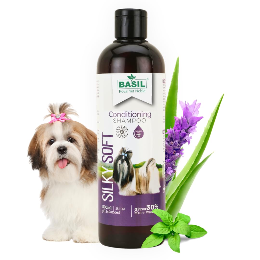 Basil Royal Yet Noble Silky Soft Conditioning Shampoo For Dogs|Deepcleansing,Conditioning,Detangling & Moisturizing Formula,Nour