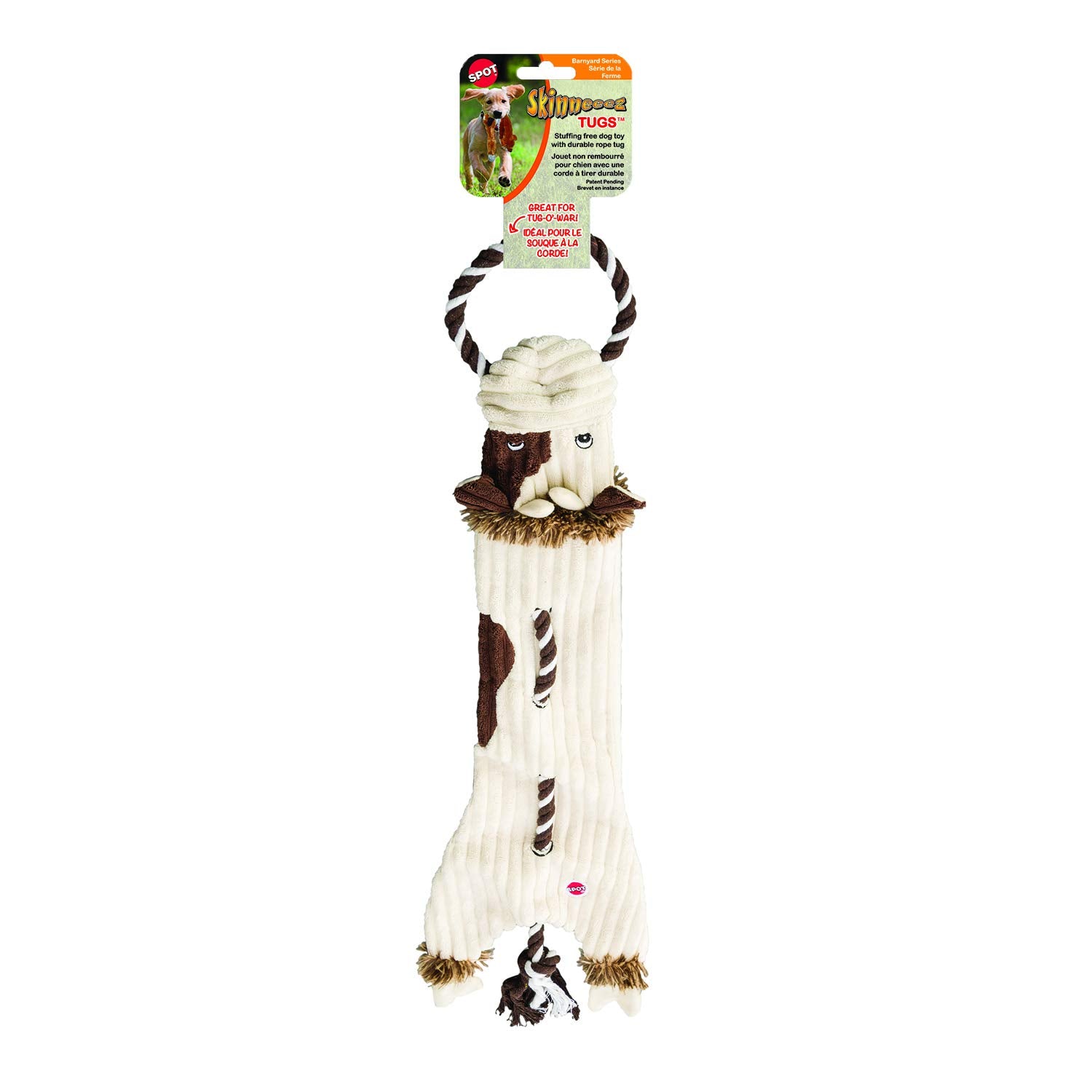 Spot Skinneeez Barnyard Tug Dog Toy - Rope Design For Strong Chewers, Squeaker & Crinkle, Stuffing-Free, Tug Toy For Medium To Large Dogs & Puppies -23 Inch, Style Varies