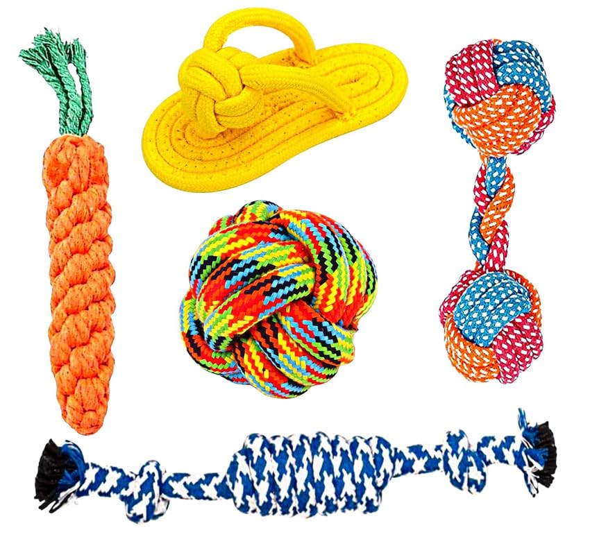 Bohobark 5Pcs Chew Toys Dog Teething Training,Interactive Playing Pet Toy, Dog Rope Toys For Puppy Dog, Beneficial To DogS Ment