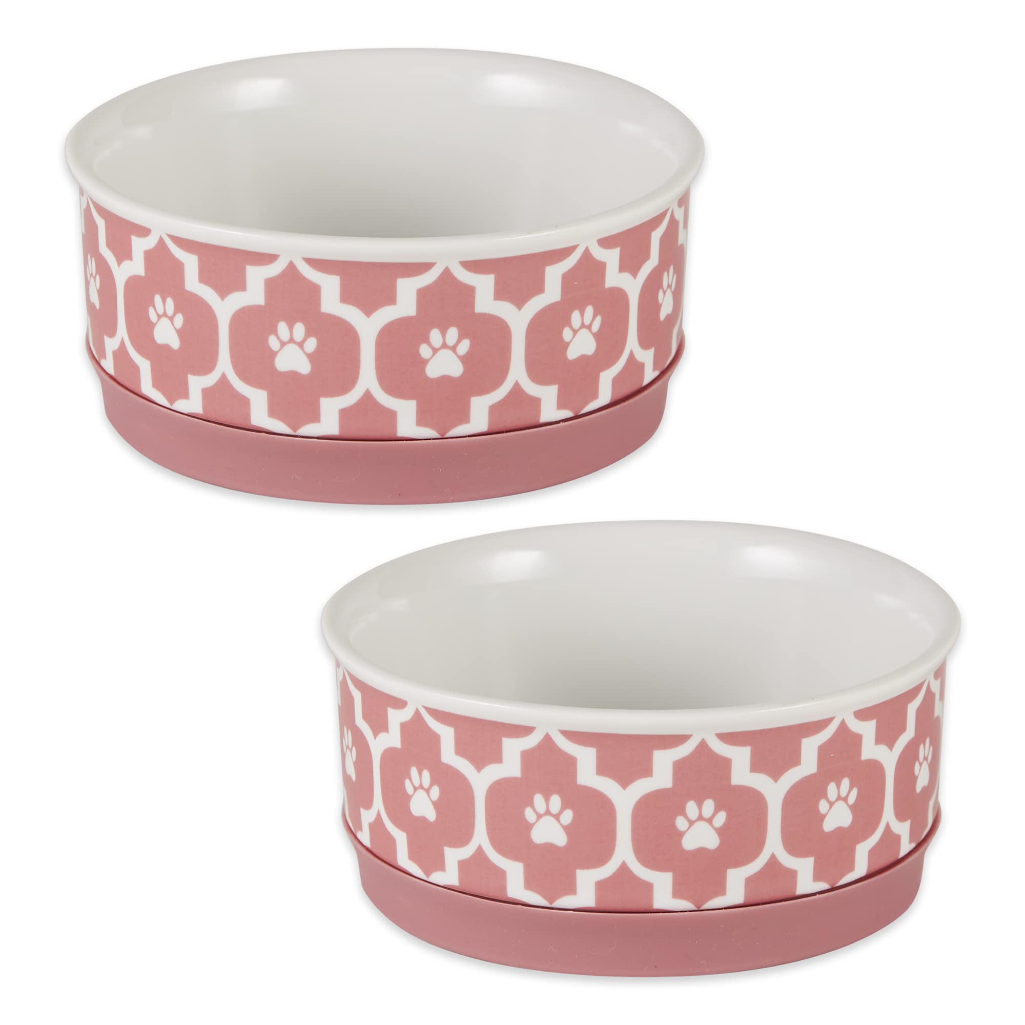 Bone Dry Lattice Collection Pet Bowl & Canister, Small Set, 4.25X2 Inches, Rose, 2 Piece
