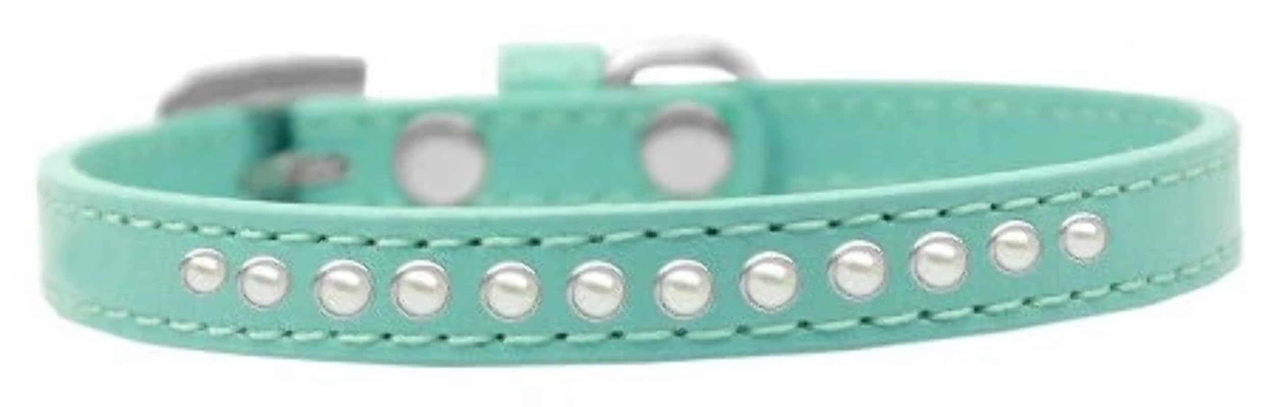 Dog, Puppy & Pet Fashion Collar, One Row Pearl Rimsets - 12 - White