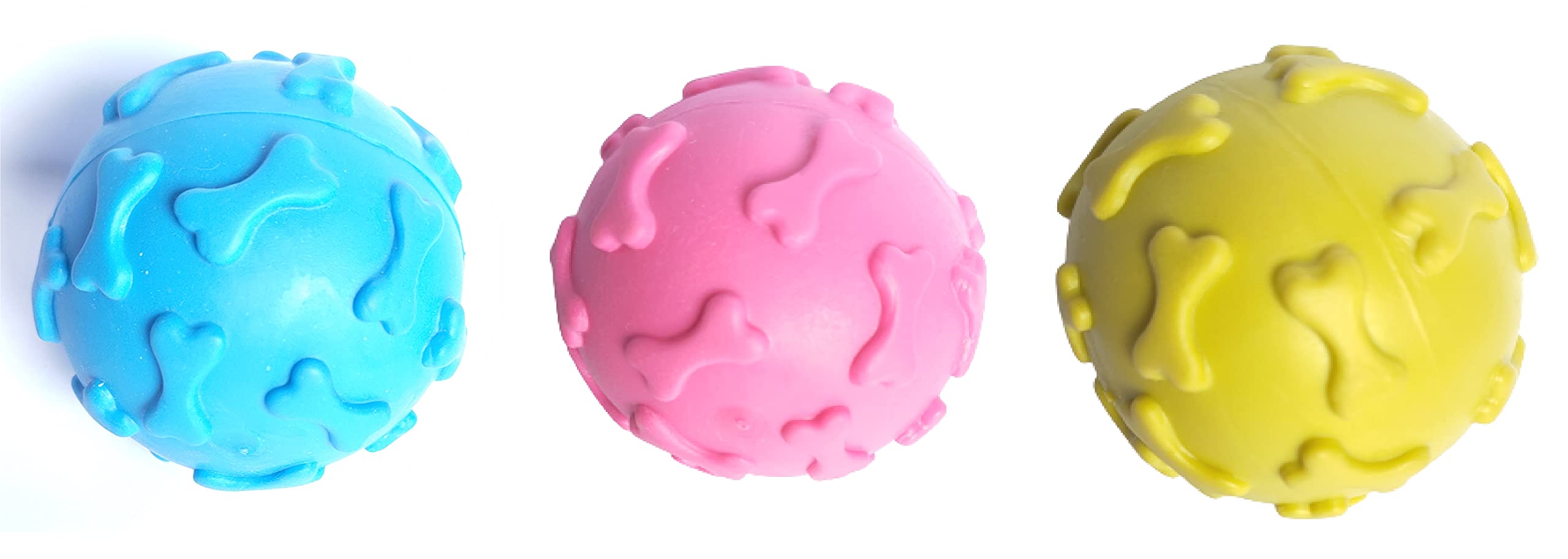 PSK PET MART Combo of 3 Durable Puppy & Small Dogs Ball Toy (Combo of 3) (Colour Pink+Yellow+Blue)