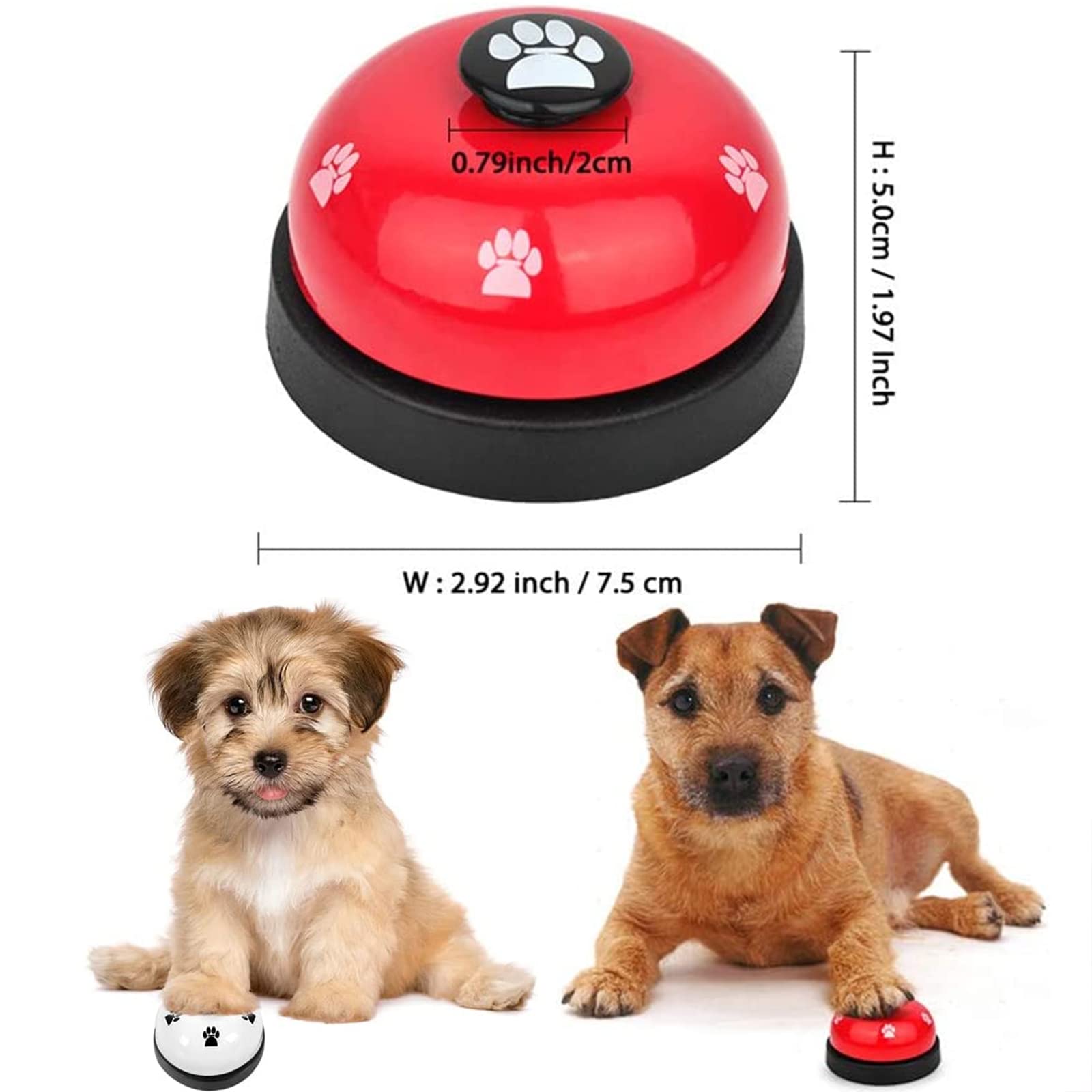 Slowton Dog Doorbells, 2 Pack Metal Bell Dog Training With Non Skid Rubber Bottoms Dog Door Bell For Potty Training Clear Ring Pet Tool Communication Device For Small Dogs Cats (Red+White)
