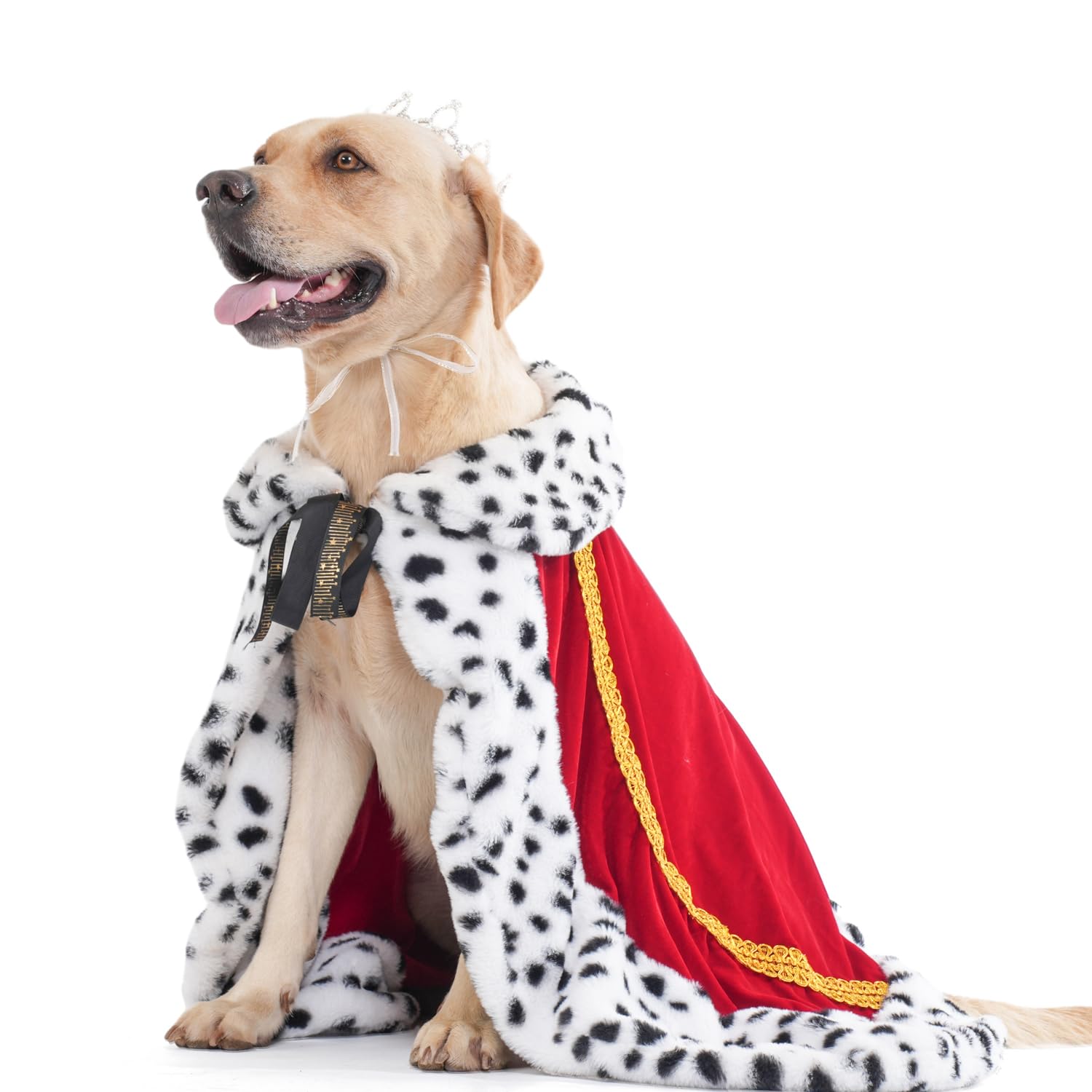 Lovelyshop Pet Serial Lux Fur Red Cat Dog Cloak For Halloween Costumes, King Queen Prince And Princess Cosplay-Xl
