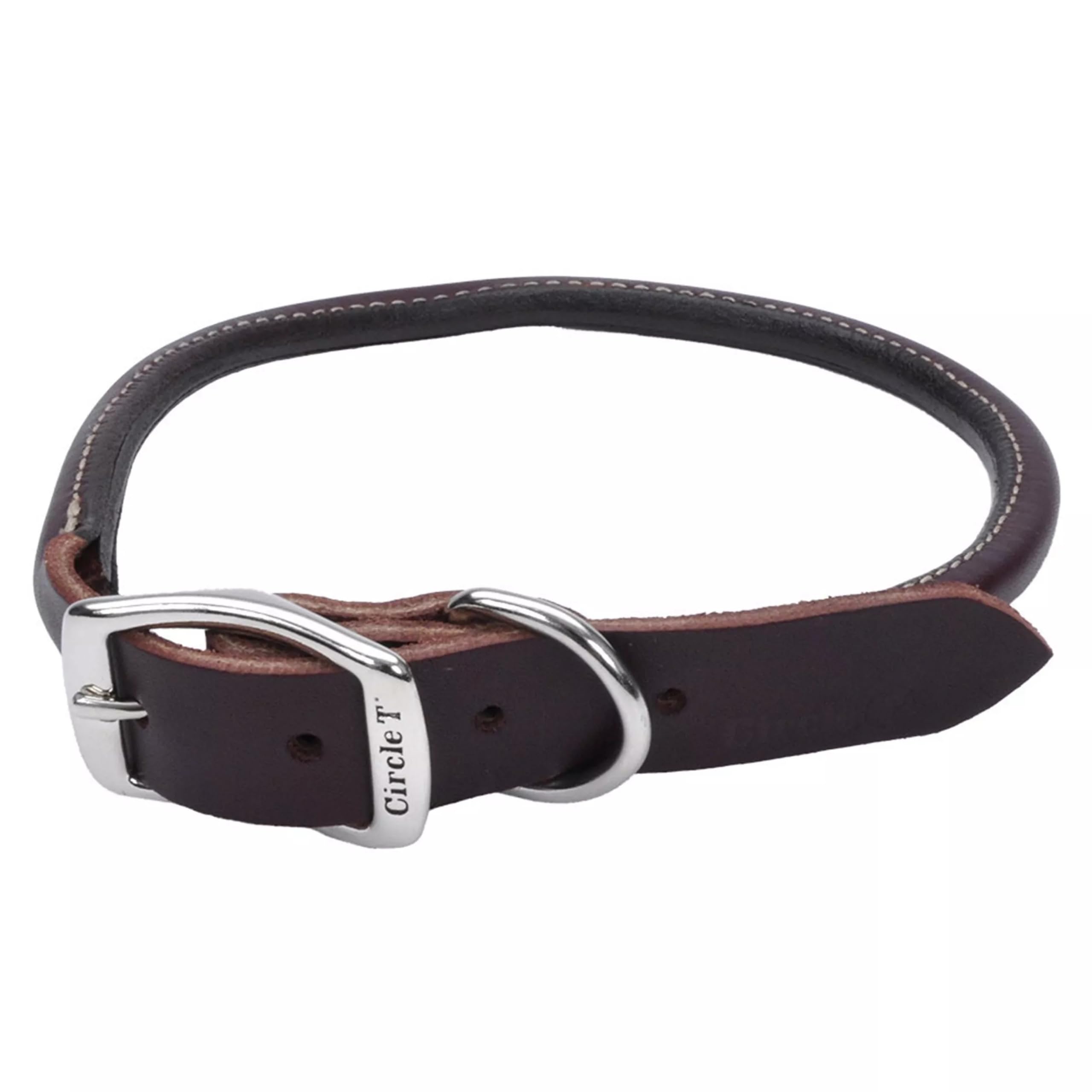 Coastal Pet Circle T Latigo Leather Round Dog Collar - Handcrafted Leather Pet Collar for Dogs - Comfortable for Dogs with Long 