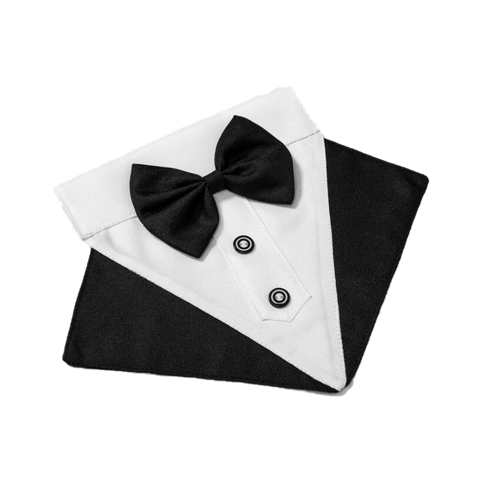 Ismarten Formal Dog Tuxedo Bandana Collar With Bow Tie, Black, S